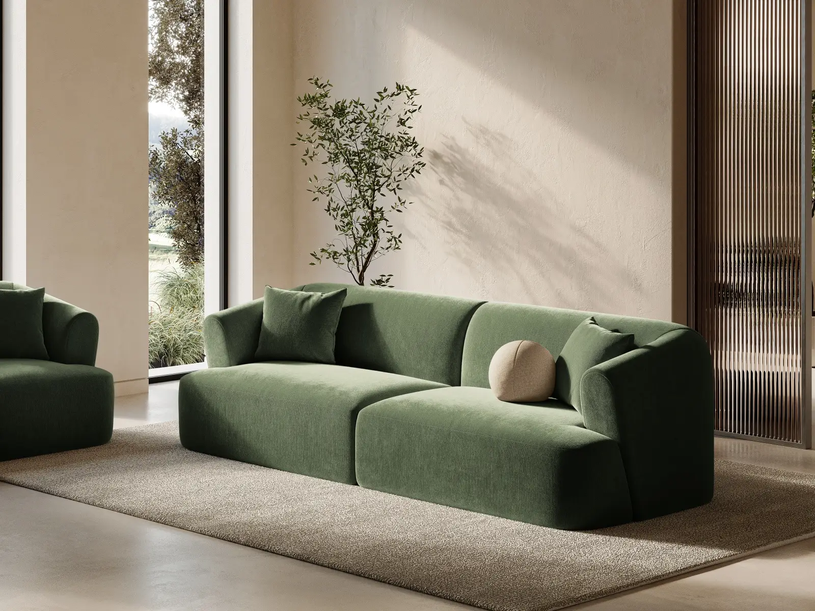 Campi 4-Sitzer Sofa aus Samt, Cord oder Strukturstoff, 255x90x70 cm - Image 23