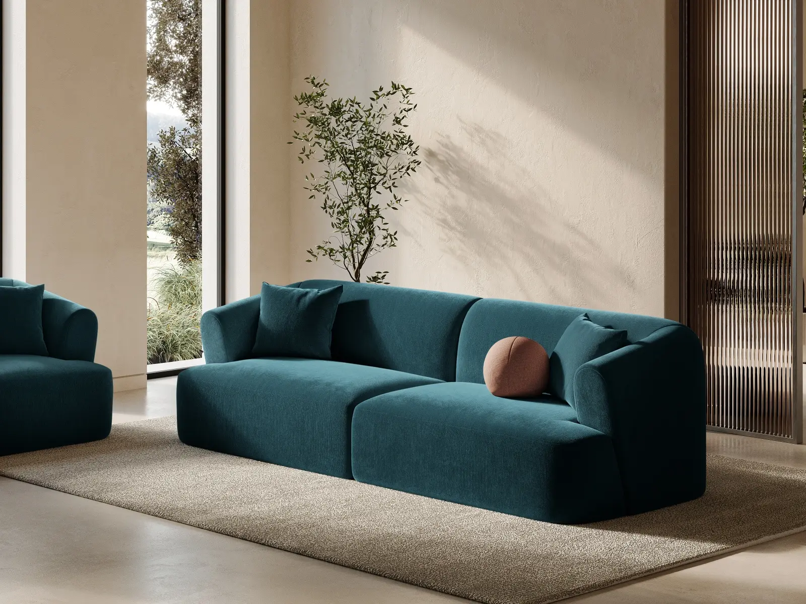 Campi 4-Sitzer Sofa aus Samt, Cord oder Strukturstoff, 255x90x70 cm - Image 30