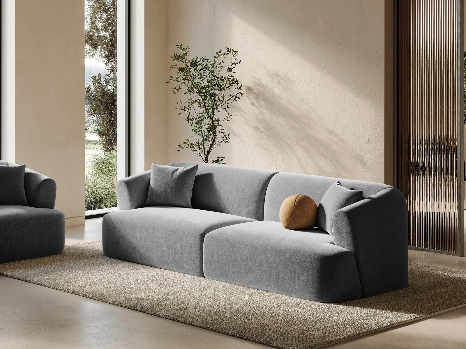 Campi 4-Sitzer Sofa aus Samt, Cord oder Strukturstoff, 255x90x70 cm - Image 37