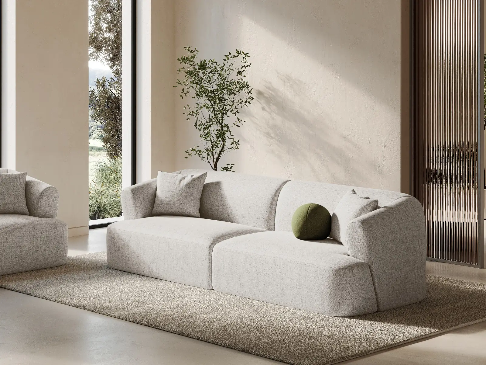 Campi 4-Sitzer Sofa aus Samt, Cord oder Strukturstoff, 255x90x70 cm - Image 44