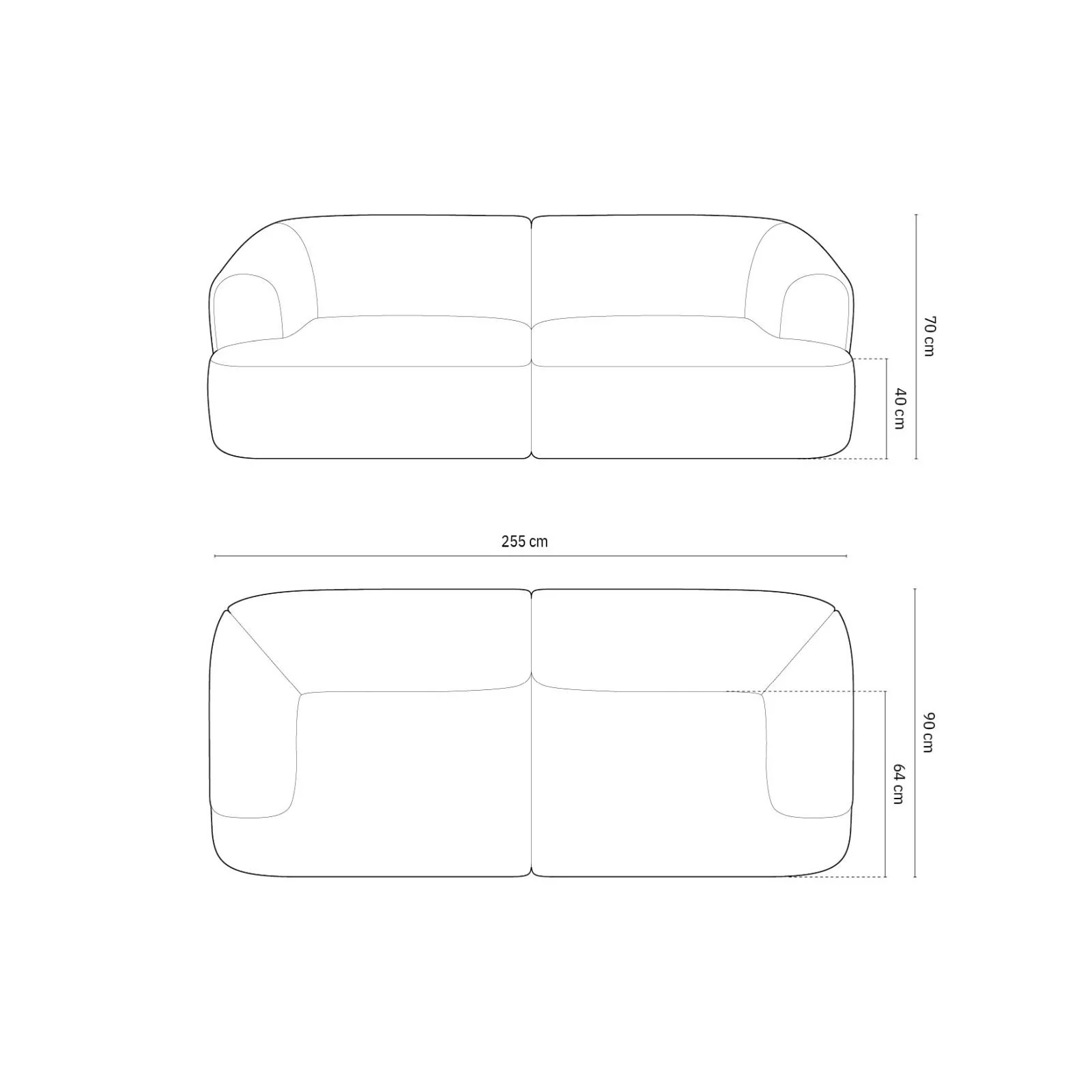 Campi 4-Sitzer Sofa aus Samt, Cord oder Strukturstoff, 255x90x70 cm - Image 48