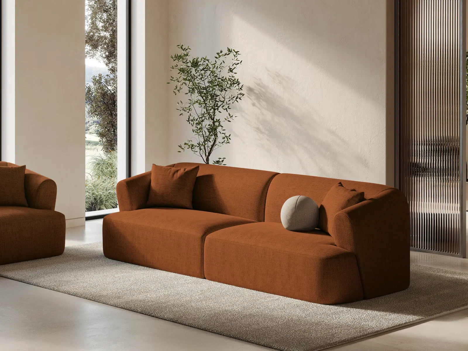 Campi 4-Sitzer Sofa aus Samt, Cord oder Strukturstoff, 255x90x70 cm - Image 51