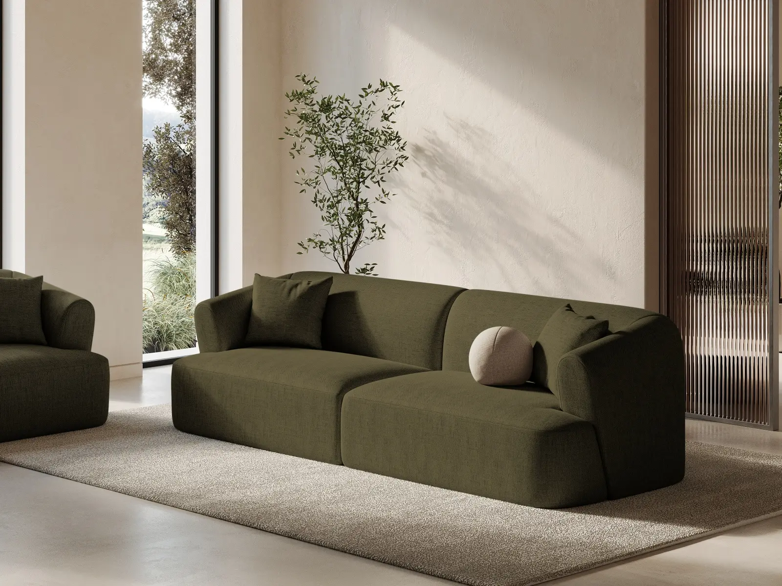 Campi 4-Sitzer Sofa aus Samt, Cord oder Strukturstoff, 255x90x70 cm - Image 58