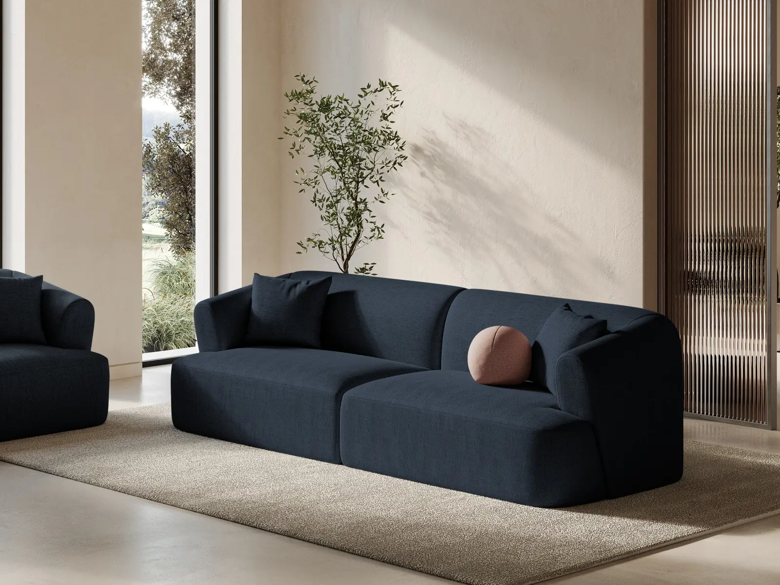 Campi 4-Sitzer Sofa aus Samt, Cord oder Strukturstoff, 255x90x70 cm - Image 65