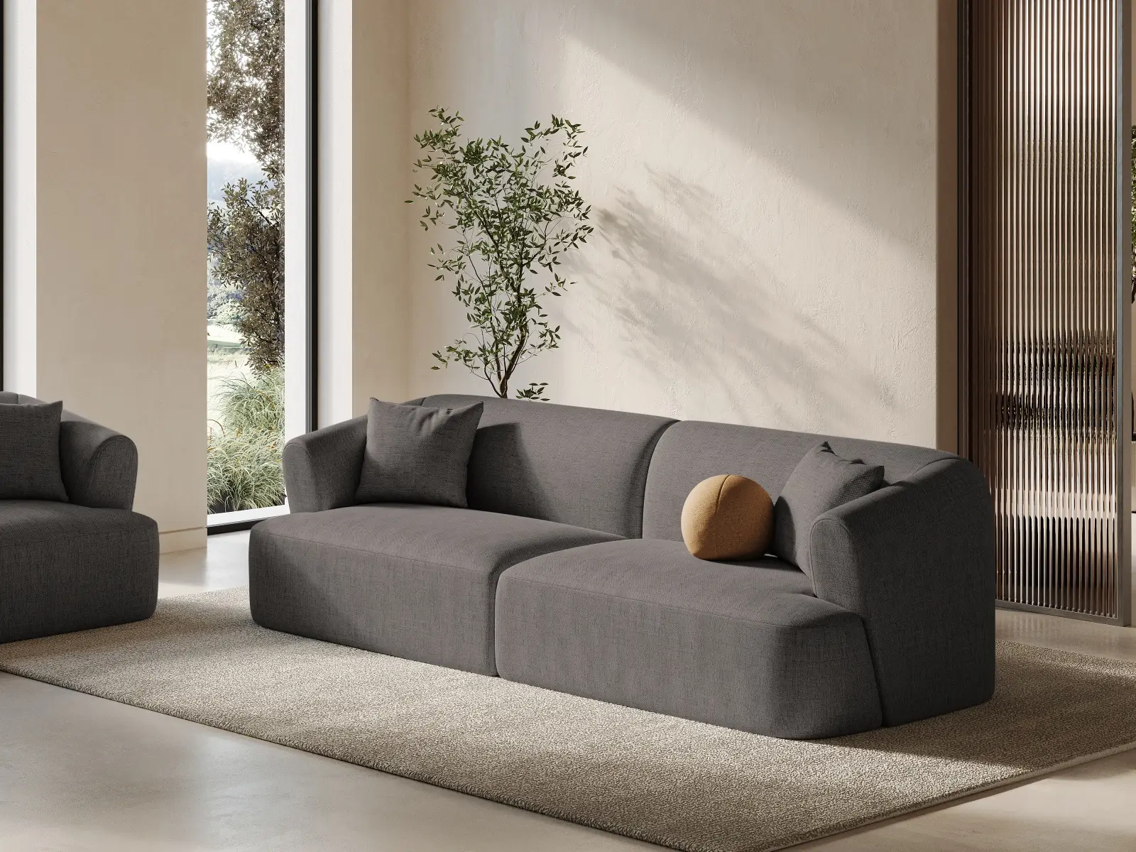 Campi 4-Sitzer Sofa aus Samt, Cord oder Strukturstoff, 255x90x70 cm - Image 79