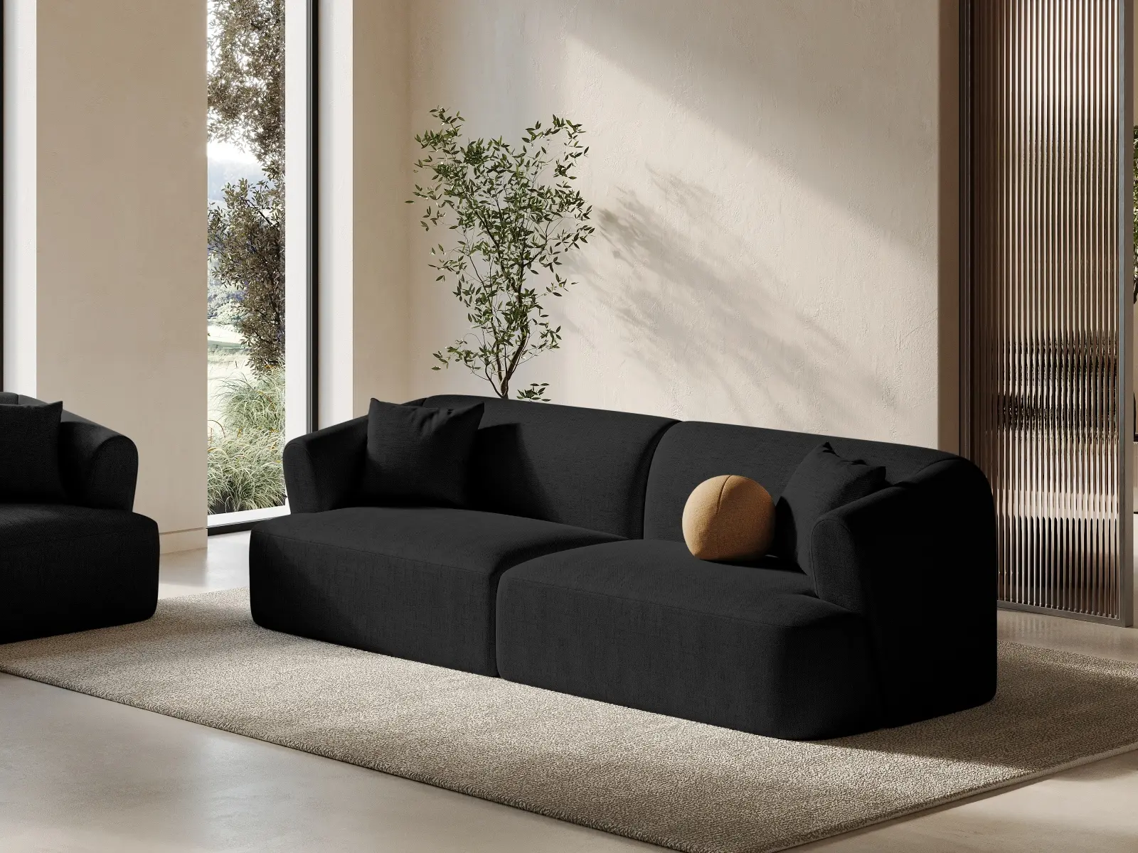 Campi 4-Sitzer Sofa aus Samt, Cord oder Strukturstoff, 255x90x70 cm - Image 86