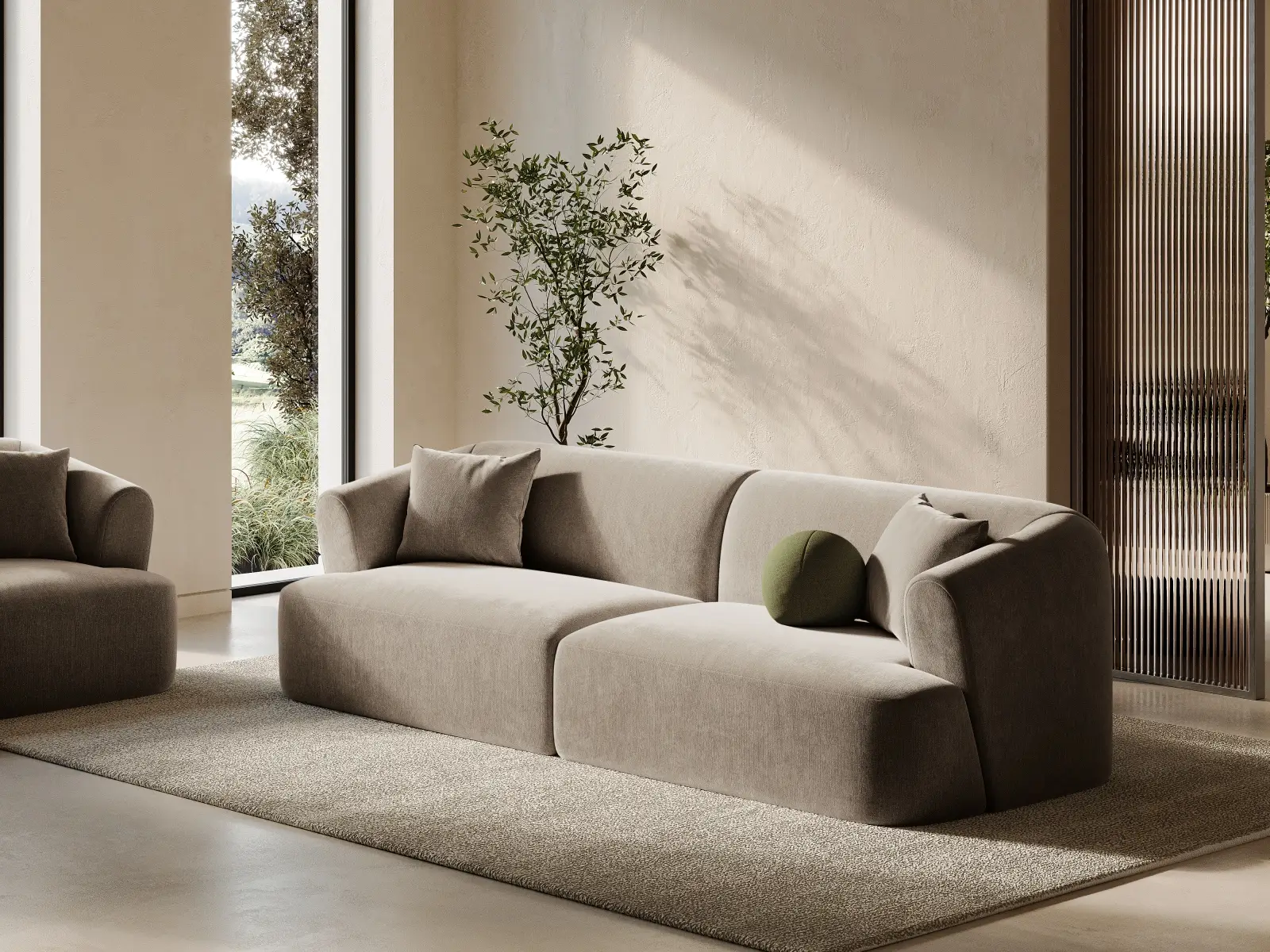 Campi 4-Sitzer Sofa aus Samt, Cord oder Strukturstoff, 255x90x70 cm - Image 9