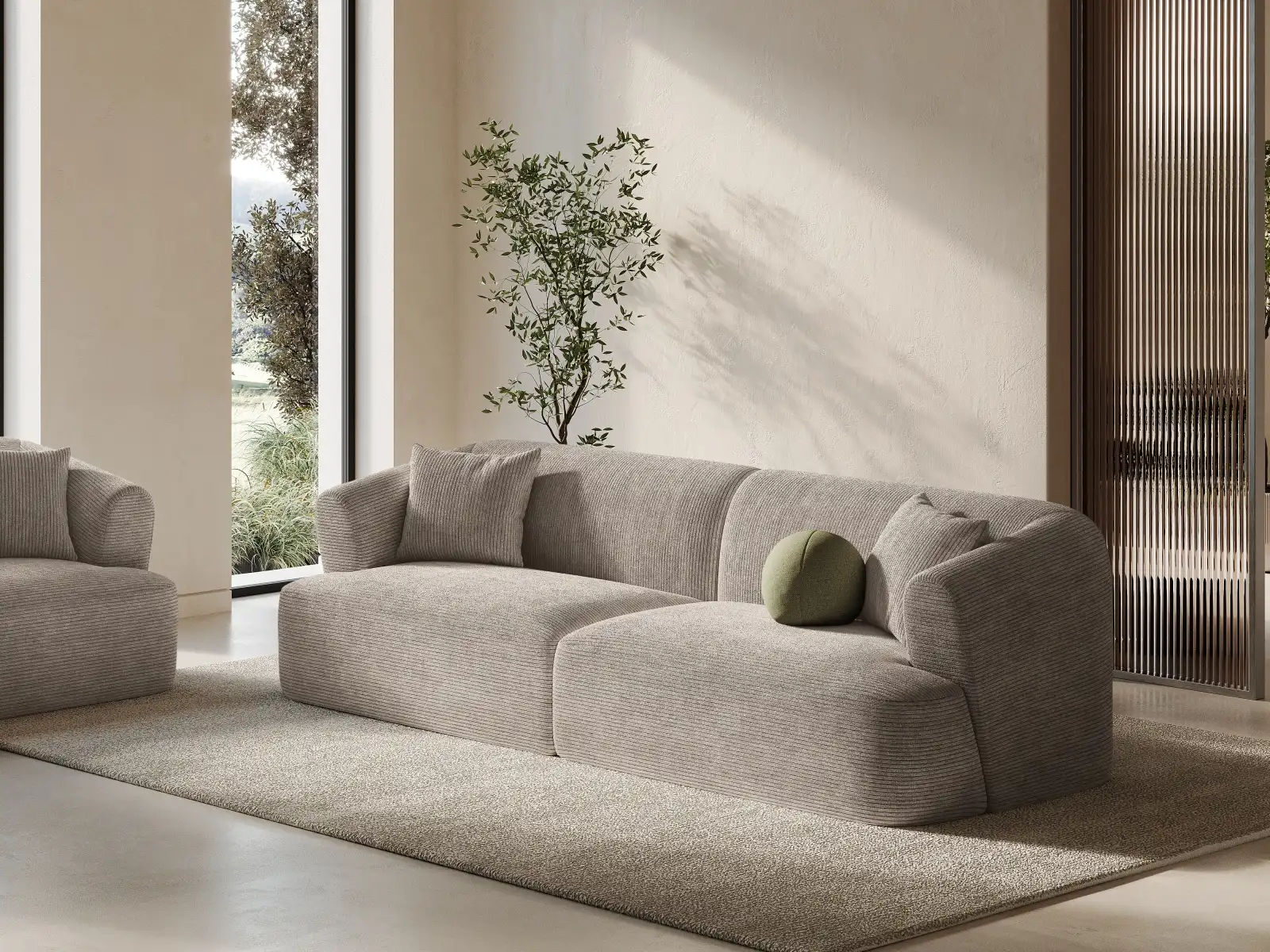 Campi 4-Sitzer Sofa aus Samt, Cord oder Strukturstoff, 255x90x70 cm - Image 93