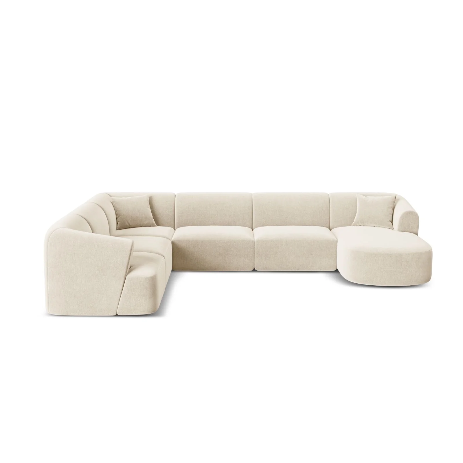 Campi 7-Sitzer Panorama Ecksofa, Linke Seite, aus Samt, Cord oder Strukturstoff, 330x255x70 cm