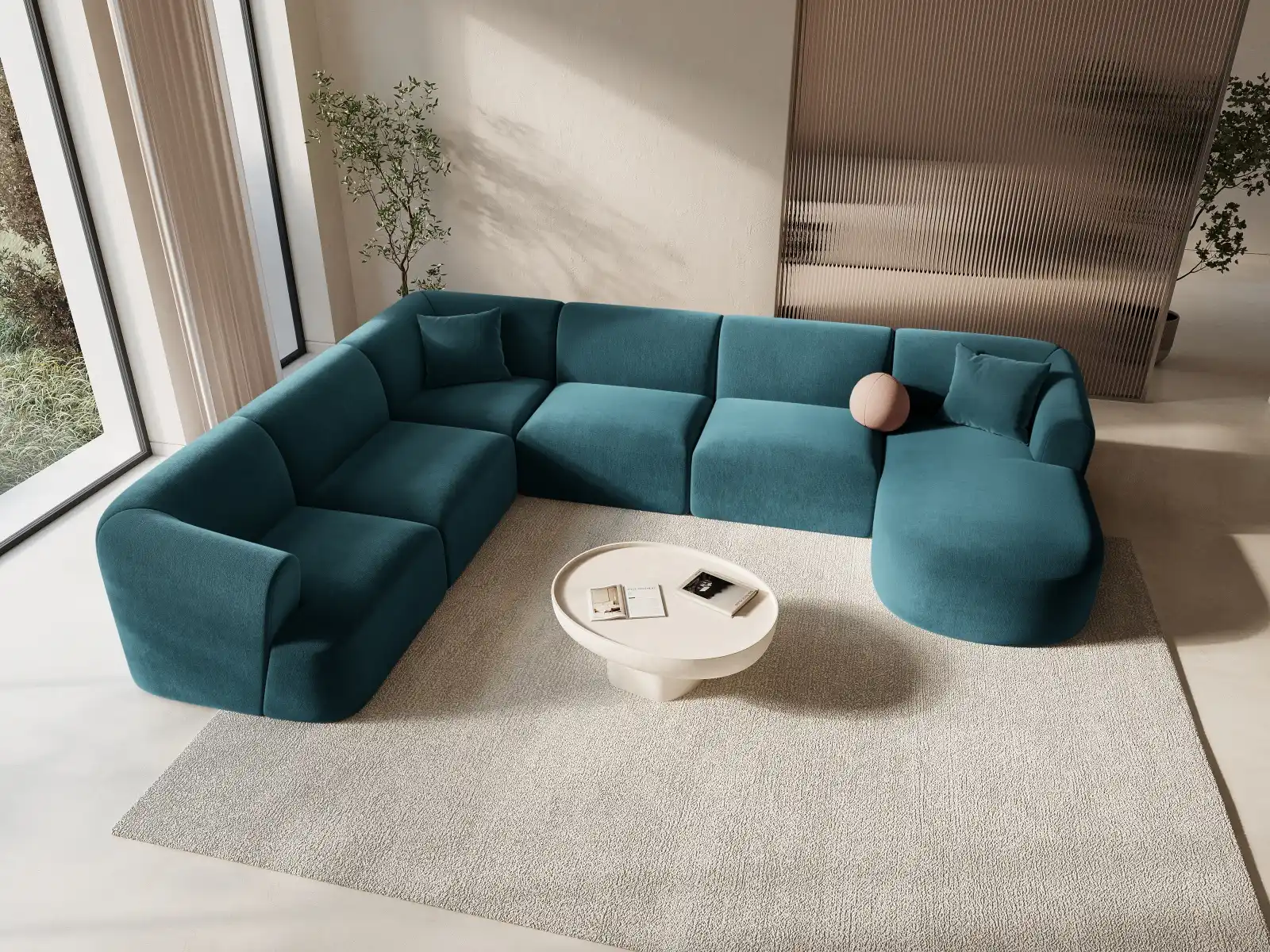 Campi 7-Sitzer Panorama Ecksofa, Linke Seite, aus Samt, Cord oder Strukturstoff, 330x255x70 cm - Image 30