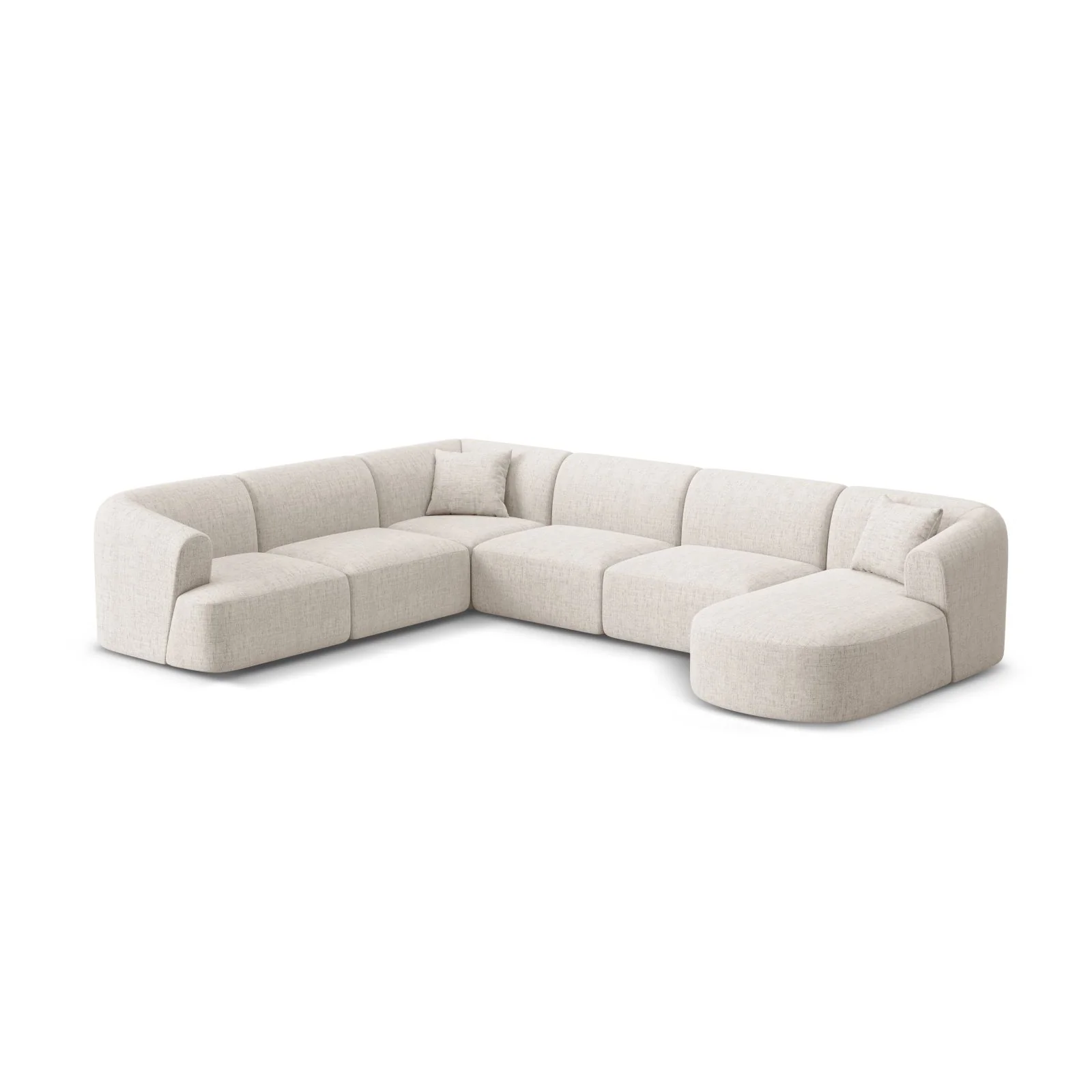 Campi 7-Sitzer Panorama Ecksofa, Linke Seite, aus Samt, Cord oder Strukturstoff, 330x255x70 cm - Image 46