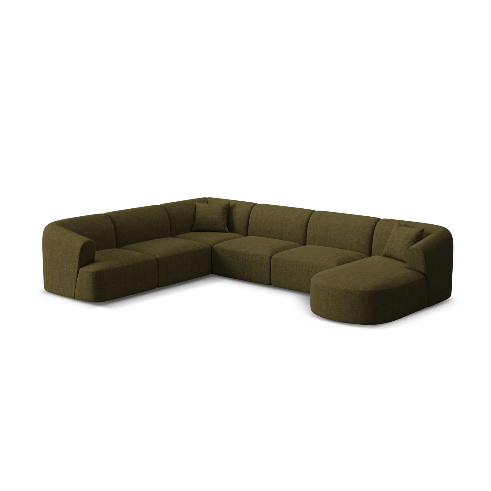 Campi 7-Sitzer Panorama Ecksofa, Linke Seite, aus Samt, Cord oder Strukturstoff, 330x255x70 cm - Image 60