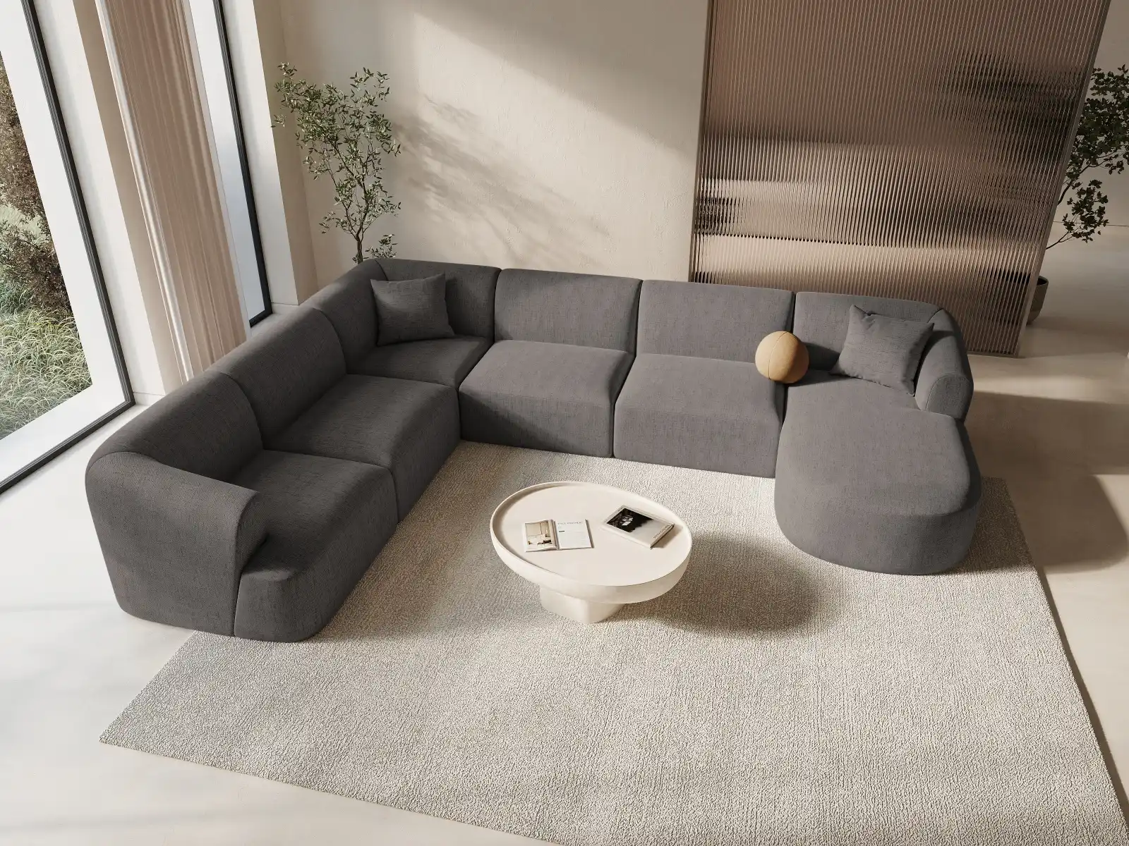 Campi 7-Sitzer Panorama Ecksofa, Linke Seite, aus Samt, Cord oder Strukturstoff, 330x255x70 cm - Image 79
