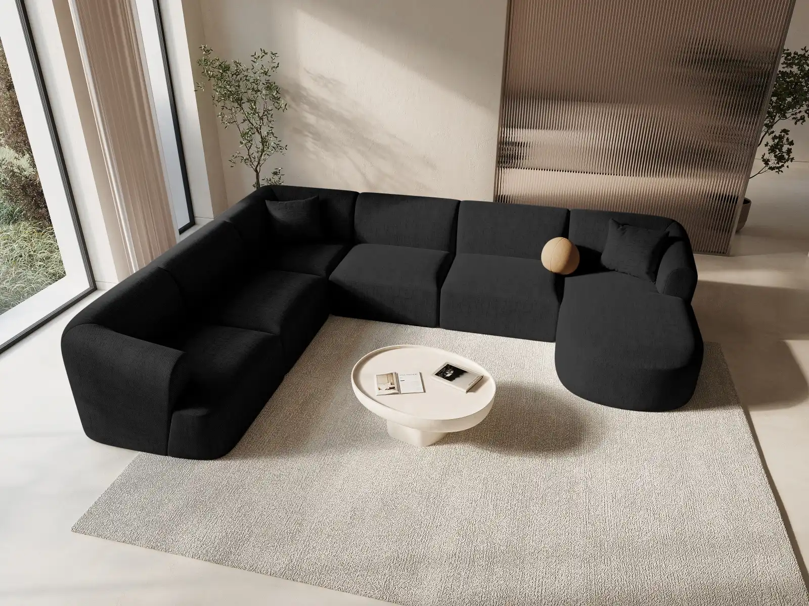 Campi 7-Sitzer Panorama Ecksofa, Linke Seite, aus Samt, Cord oder Strukturstoff, 330x255x70 cm - Image 86