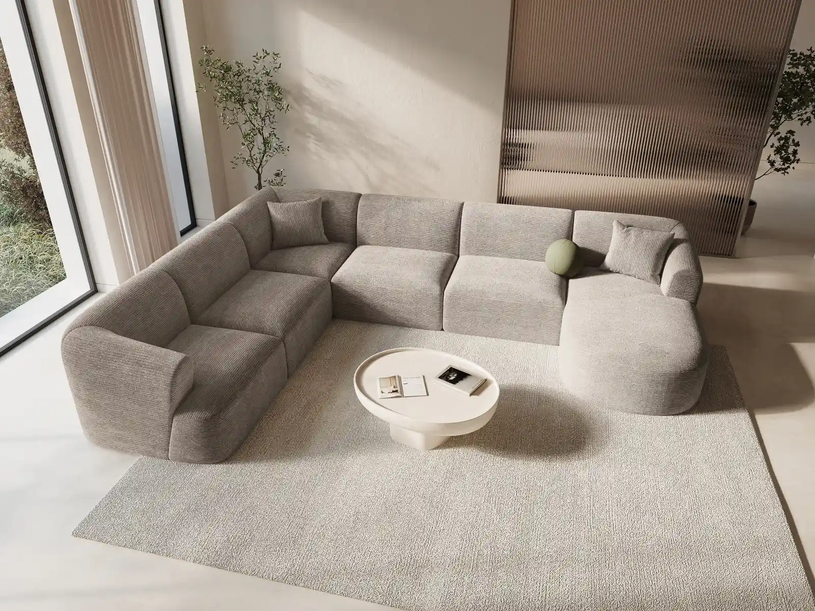 Campi 7-Sitzer Panorama Ecksofa, Linke Seite, aus Samt, Cord oder Strukturstoff, 330x255x70 cm - Image 93