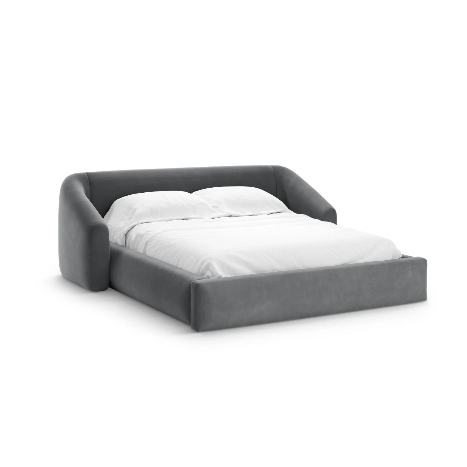 Campi Bett mit Kopfteil und Stauraum aus Samt oder Strukturstoff, 160x200 cm - Image 46