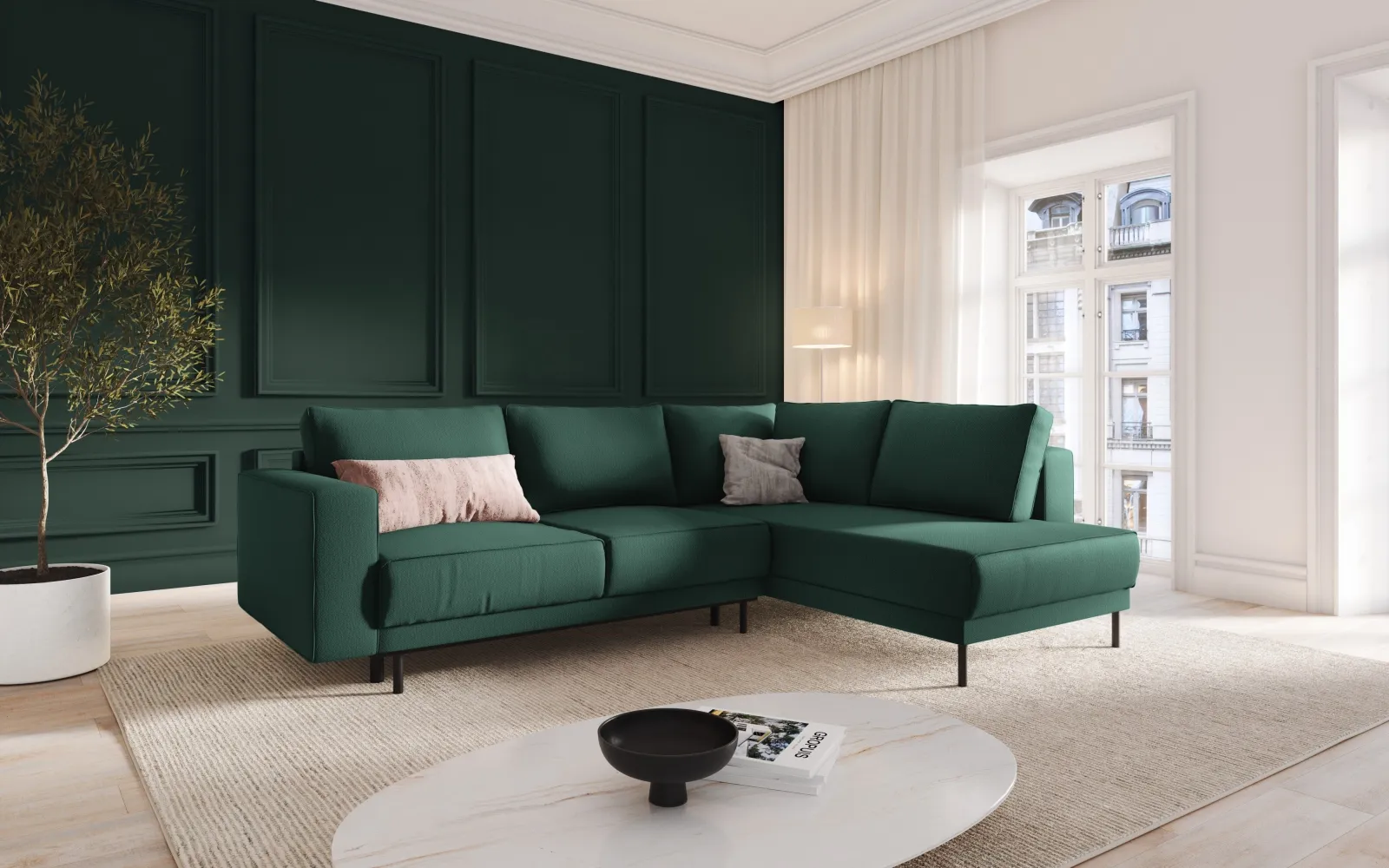 Caro 5-Sitzer Ecksofa Rechte Seite, mit Schlaffunktion, in Samt oder Strukturstoff, 247x187 cm - Image 45