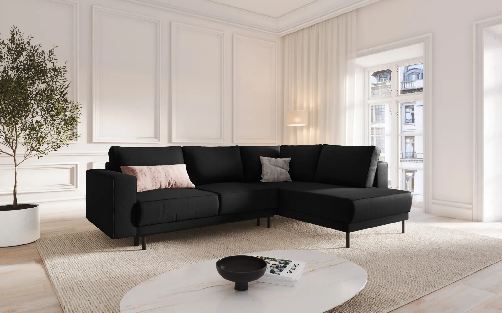 Caro 5-Sitzer Ecksofa Rechte Seite, mit Schlaffunktion, in Samt oder Strukturstoff, 247x187 cm - Image 73