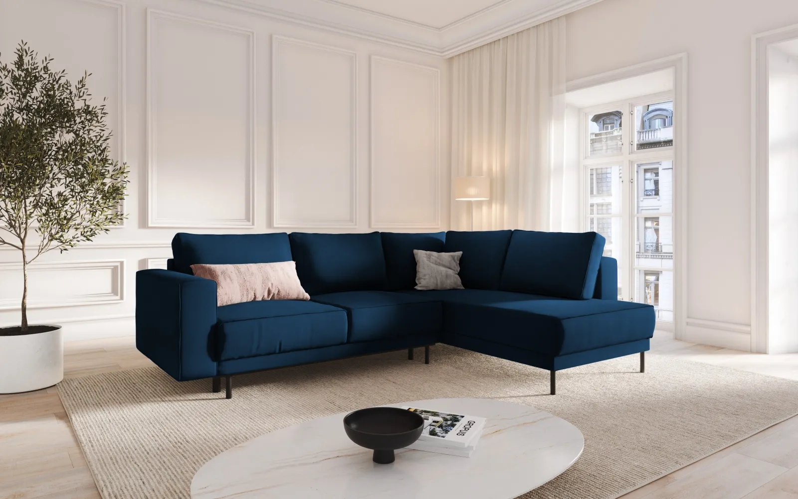 Caro 5-Sitzer Ecksofa Rechte Seite, mit Schlaffunktion, in Samt oder Strukturstoff, 247x187 cm - Image 8