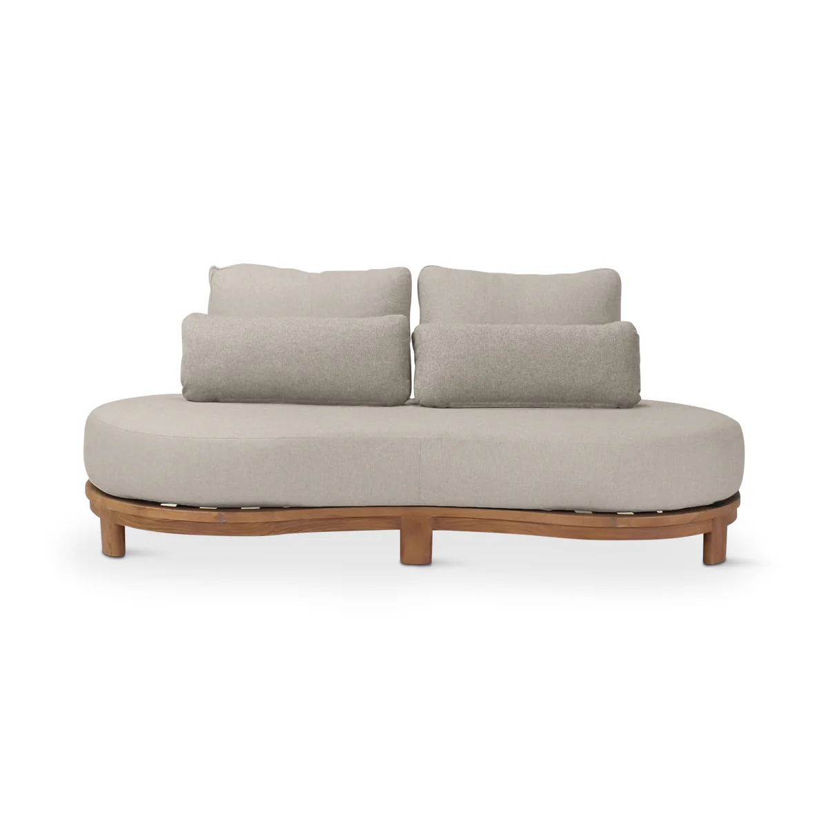 Garten-Sofa 2-Sitzer aus Teakholz in Naturfarben mit grauem Geflecht AMBON - Image 3
