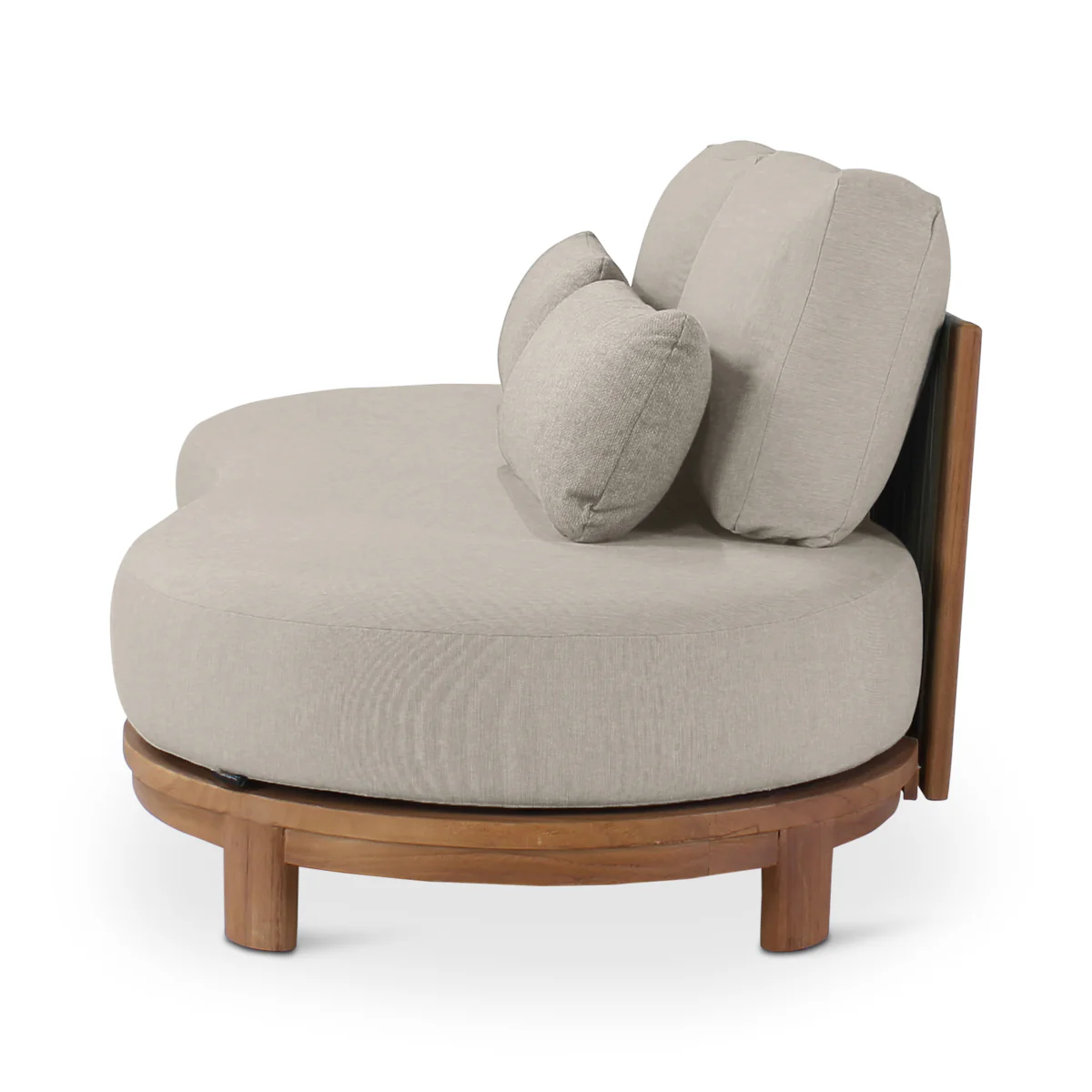 Garten-Sofa 2-Sitzer aus Teakholz in Naturfarben mit grauem Geflecht AMBON - Image 4