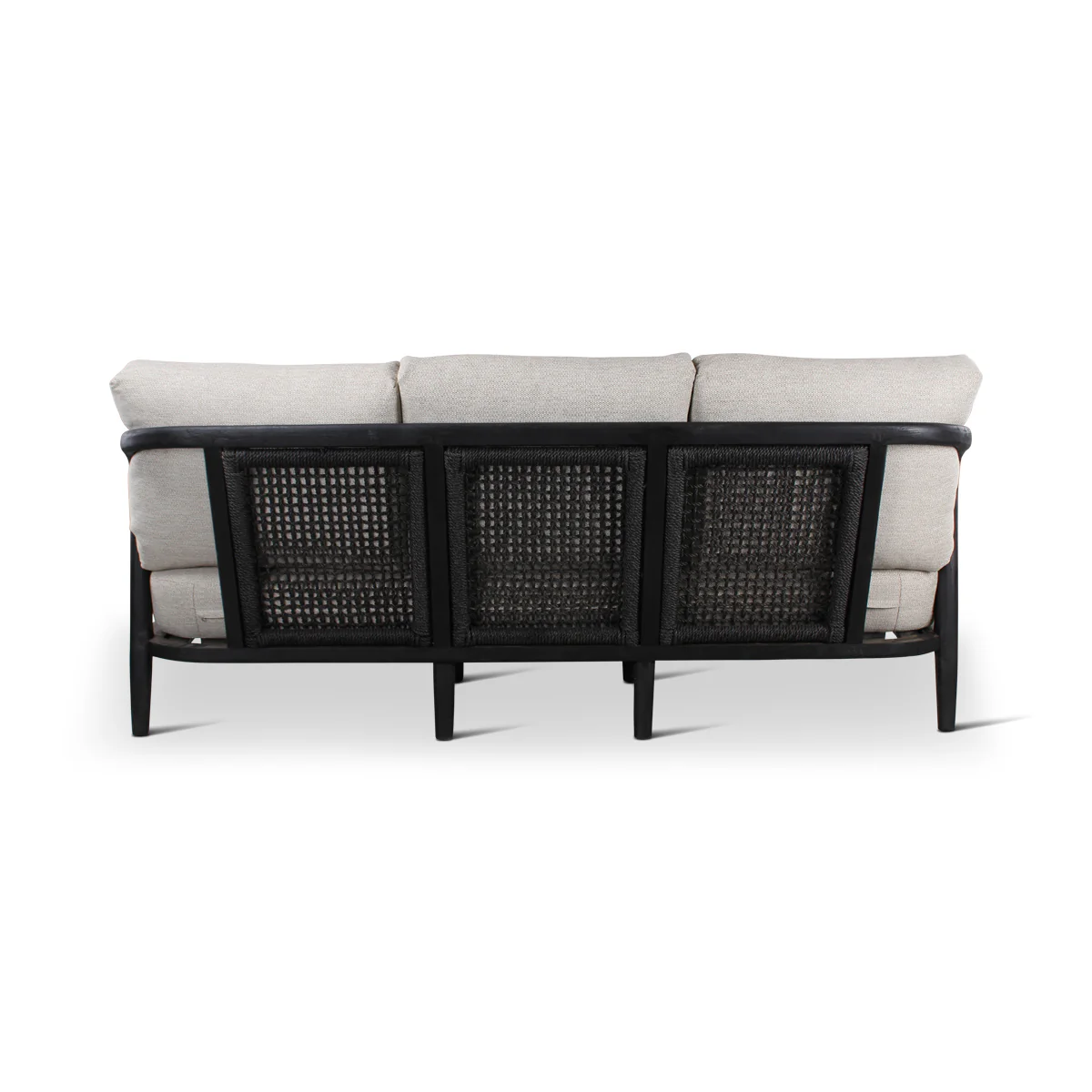 Garten-Sofa 3-Sitzer aus Ebenholz-Teakholz mit schwarzem Geflecht ANAIS - Image 4