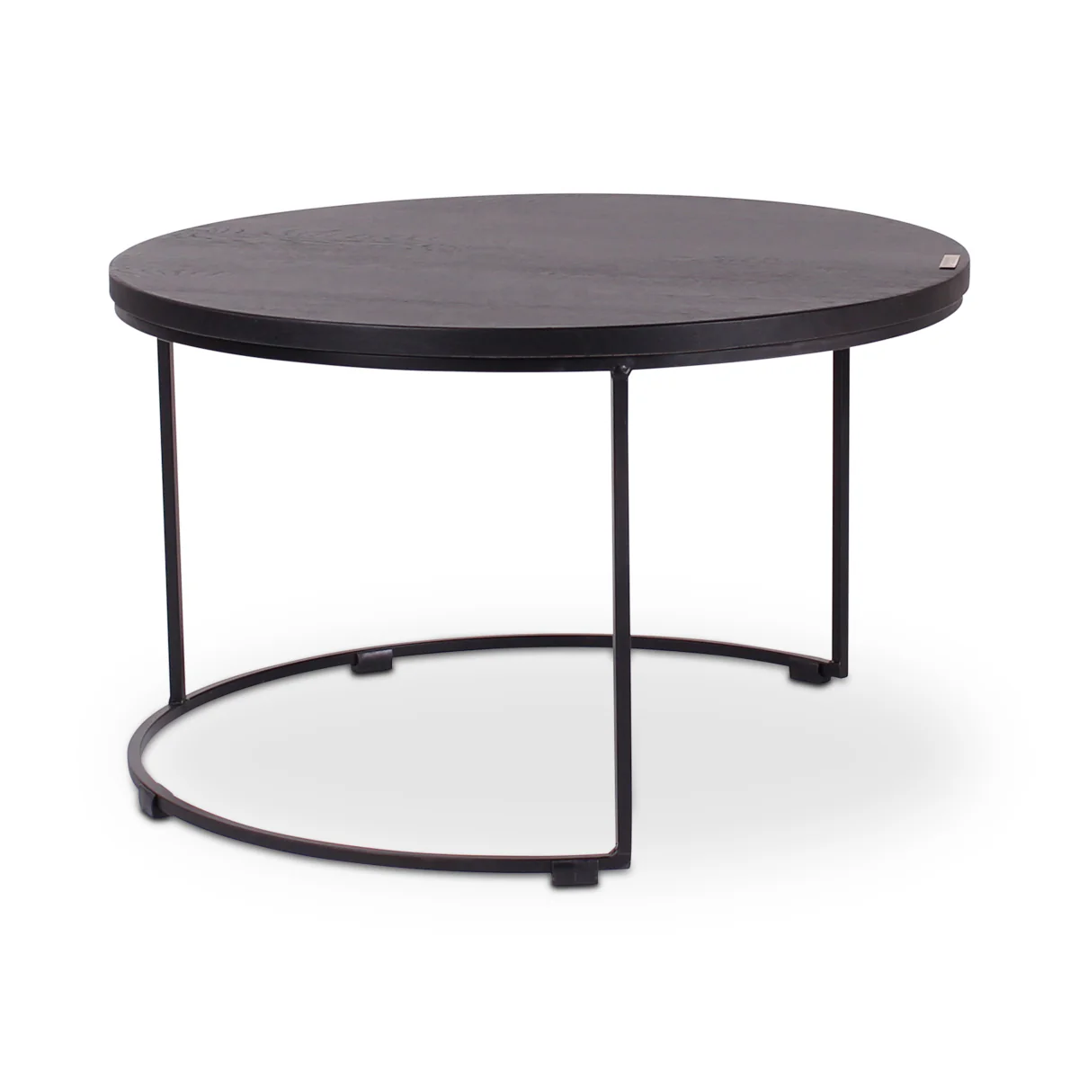 Couchtisch Schwarz schwarzes Metallgestell 77x77 FARO