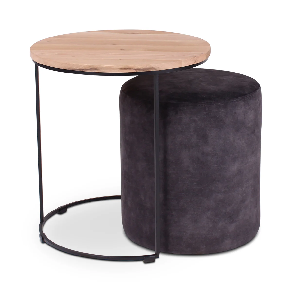 Beistelltisch Natur schwarzes Metallgestell 40x40 FARO - Image 4