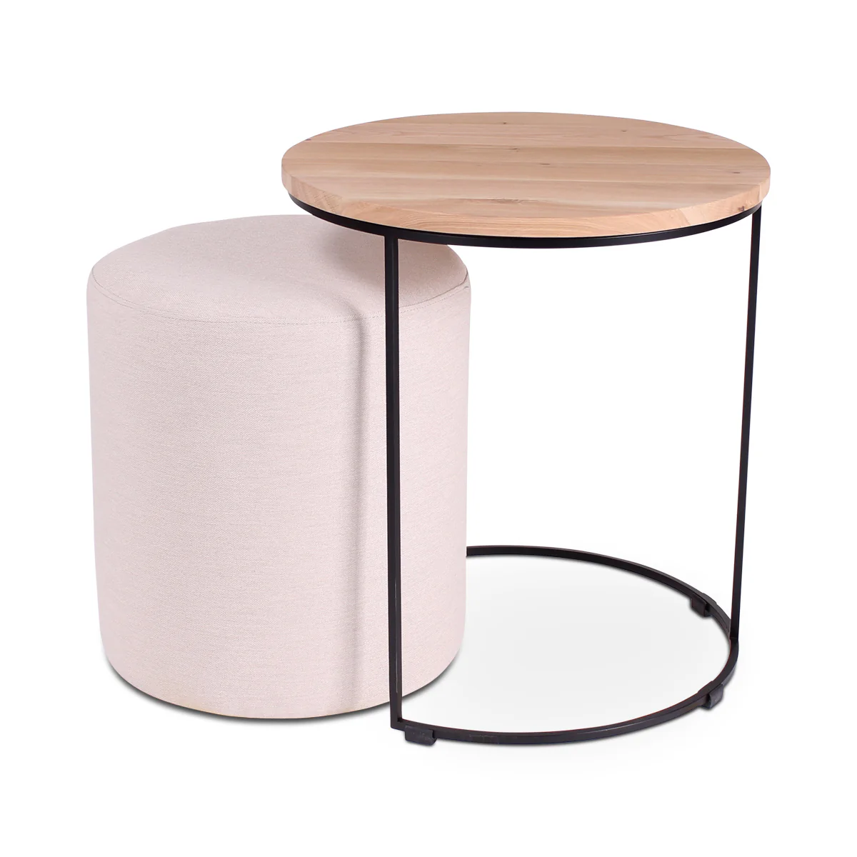 Beistelltisch Natur schwarzes Metallgestell 40x40 FARO - Image 5
