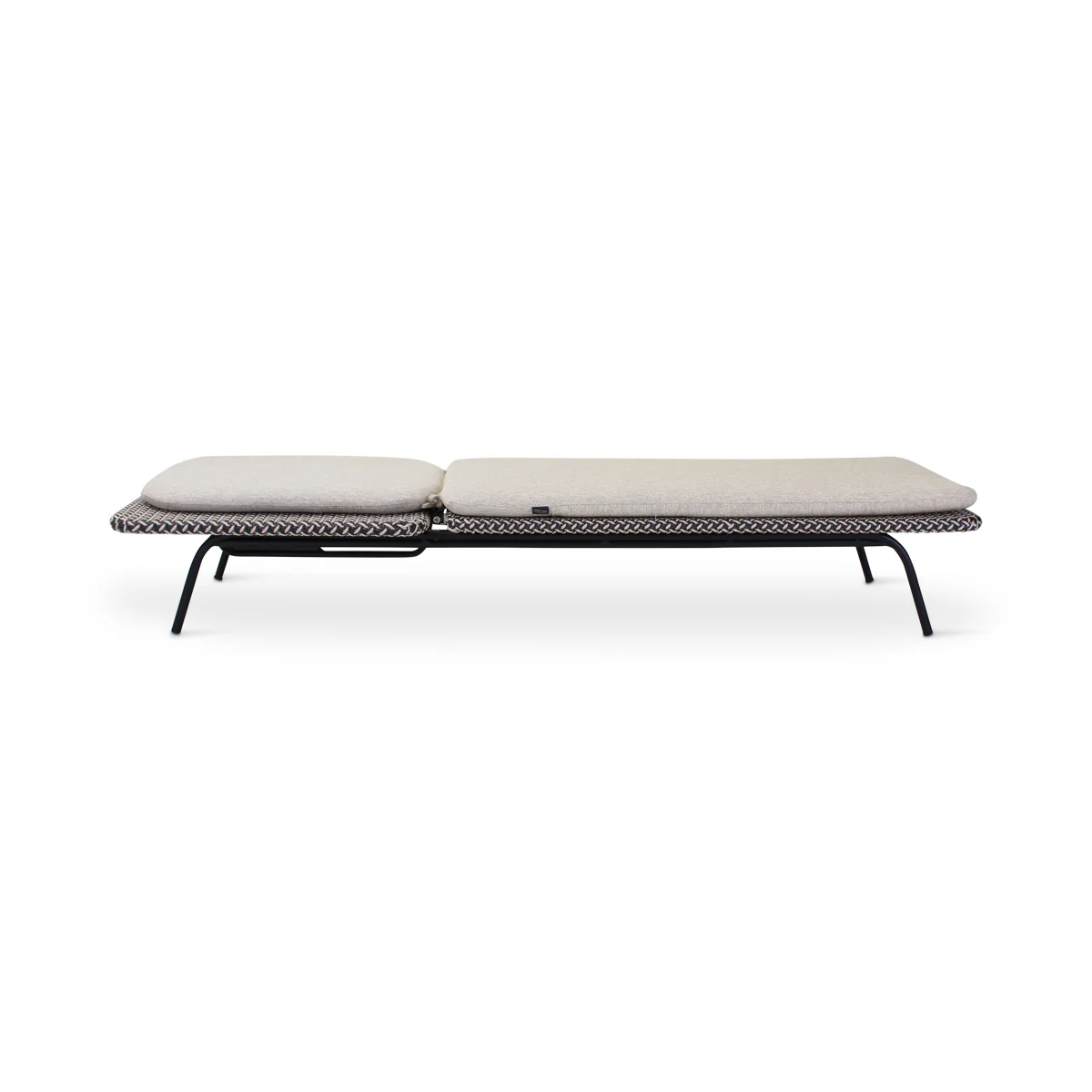 MODESTO Sonnenliege aus schwarzem Aluminium mit oyster-farbenem Geflecht - Image 6