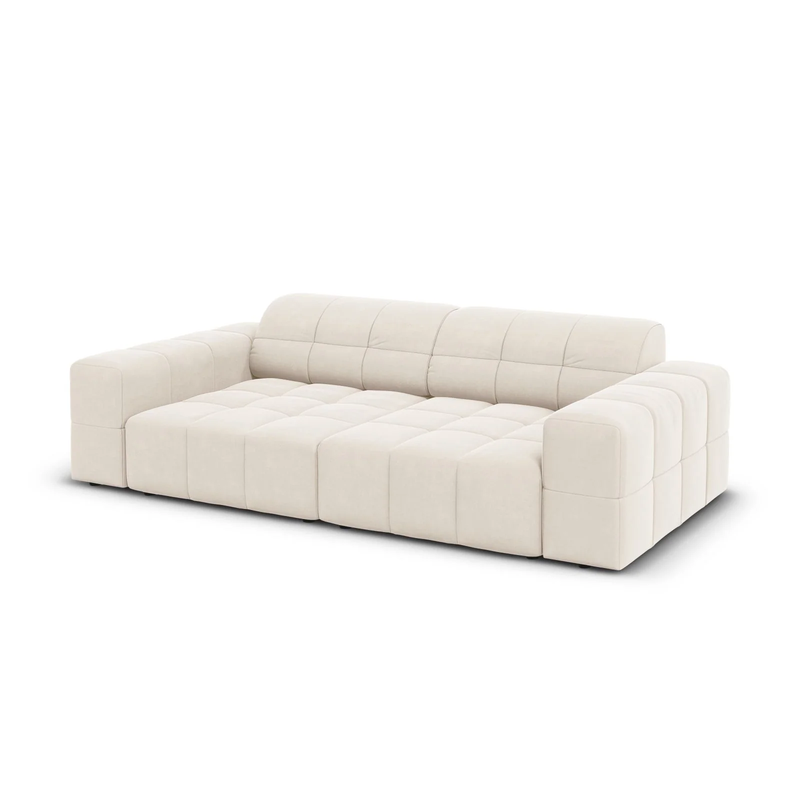 Chicago 3-Sitzer Sofa aus Chenille in Hellbeige (Haga 23), 204x102x70 cm - Image 46