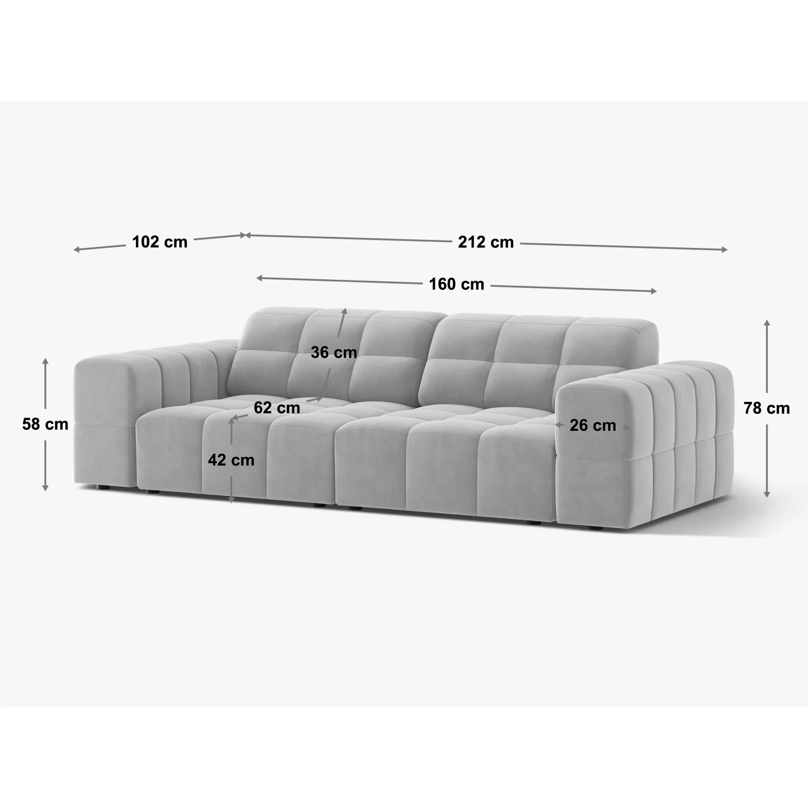Chicago 3-Sitzer Sofa aus Samt oder Chenille, 212x102 cm - Image 87
