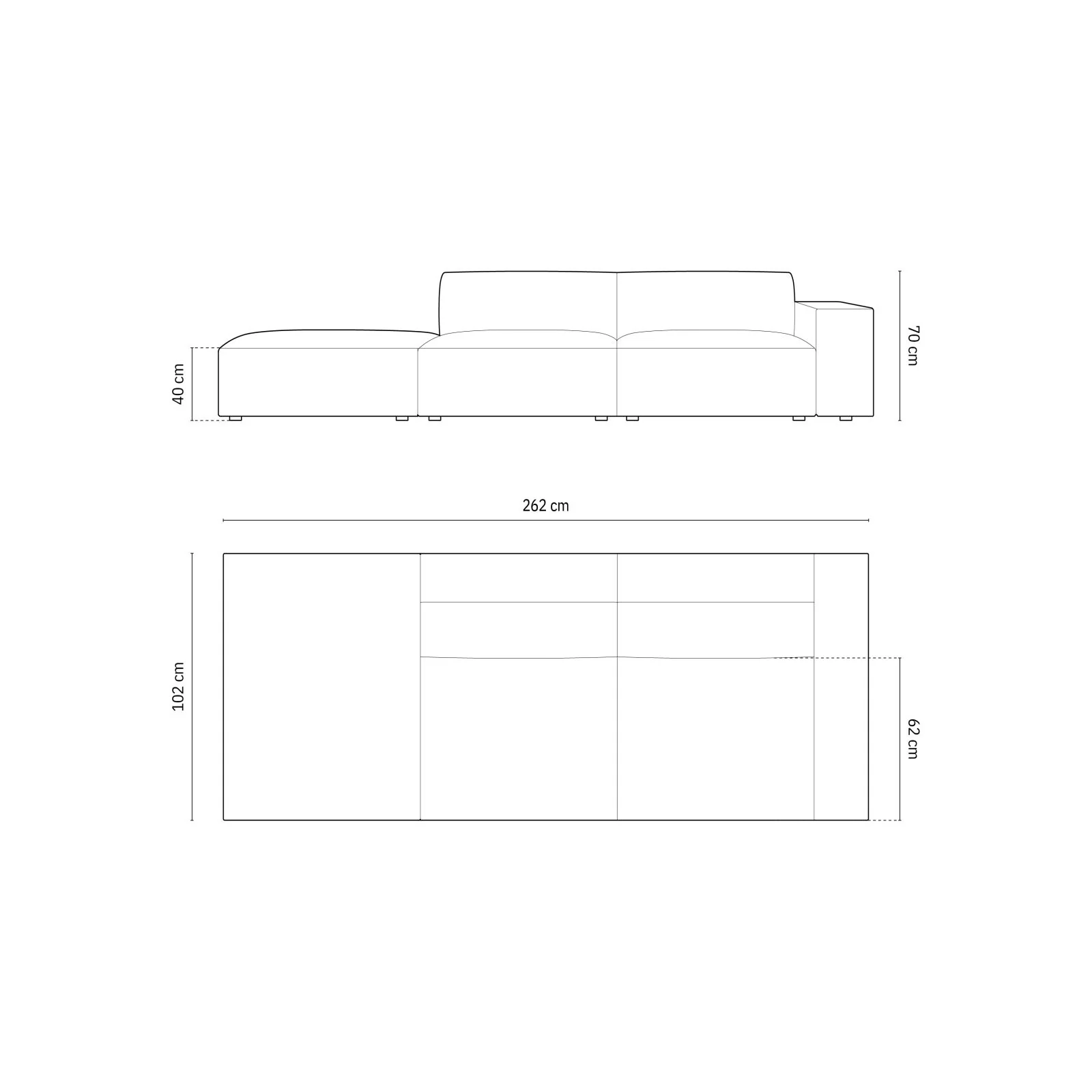 Chicago 3-Sitzer Sofa, Linksseitig, aus Chenille, 262x102x70 cm - Image 14