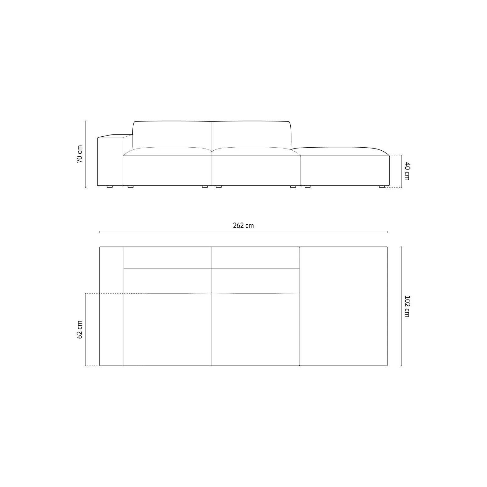 Chicago 3-Sitzer Sofa, Rechtsseitig, aus Chenille, 262x102x70 cm - Image 8