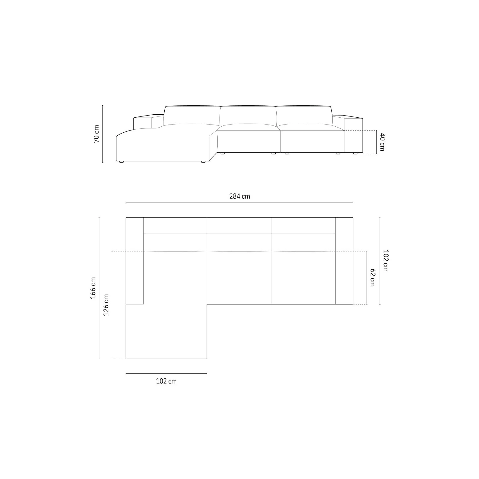 Chicago 4-Sitzer Ecksofa, Linke Seite, aus Samt der Chenille, 284x166x70 cm - Image 14