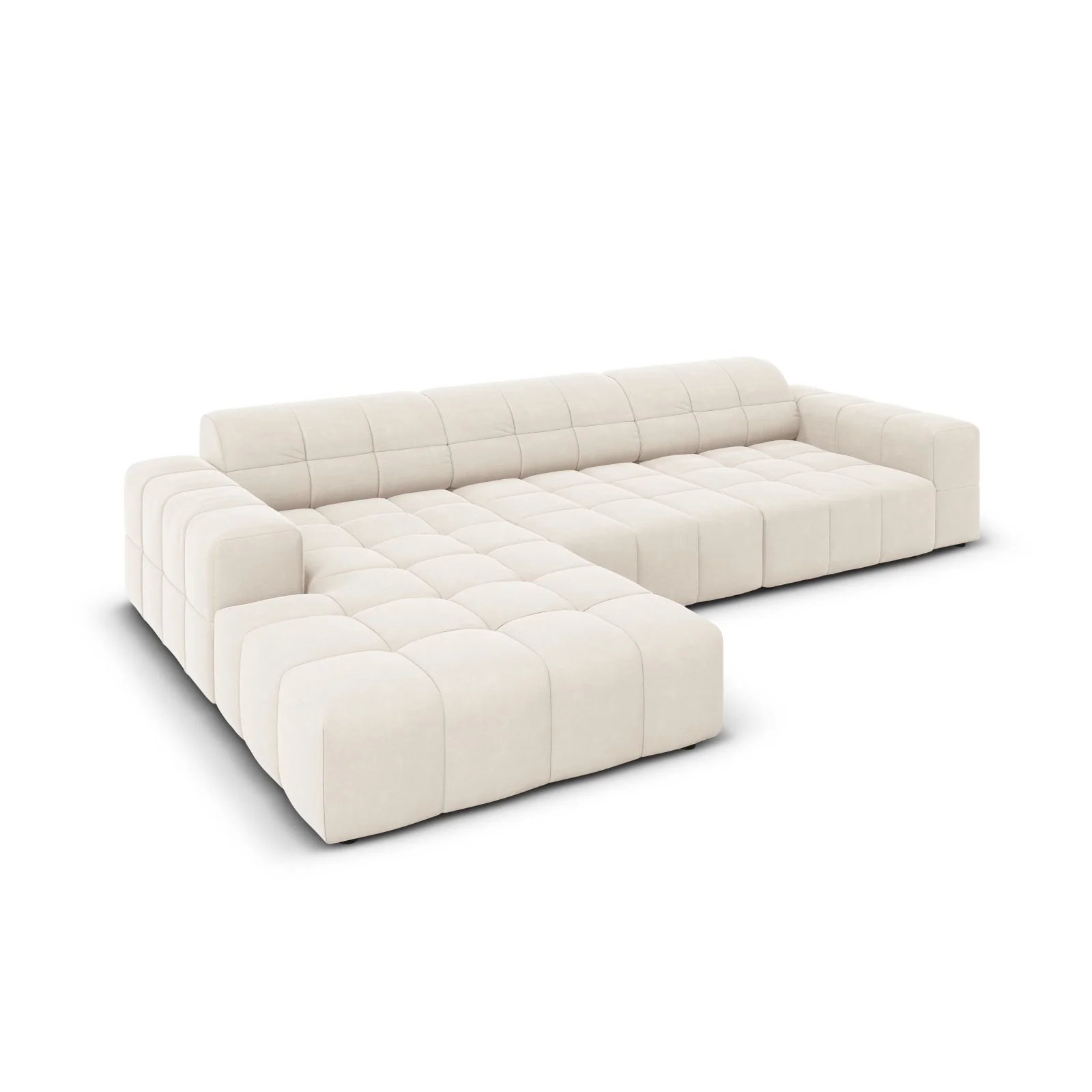 Chicago 4-Sitzer Ecksofa, Linke Seite, aus Samt der Chenille, 284x166x70 cm - Image 46