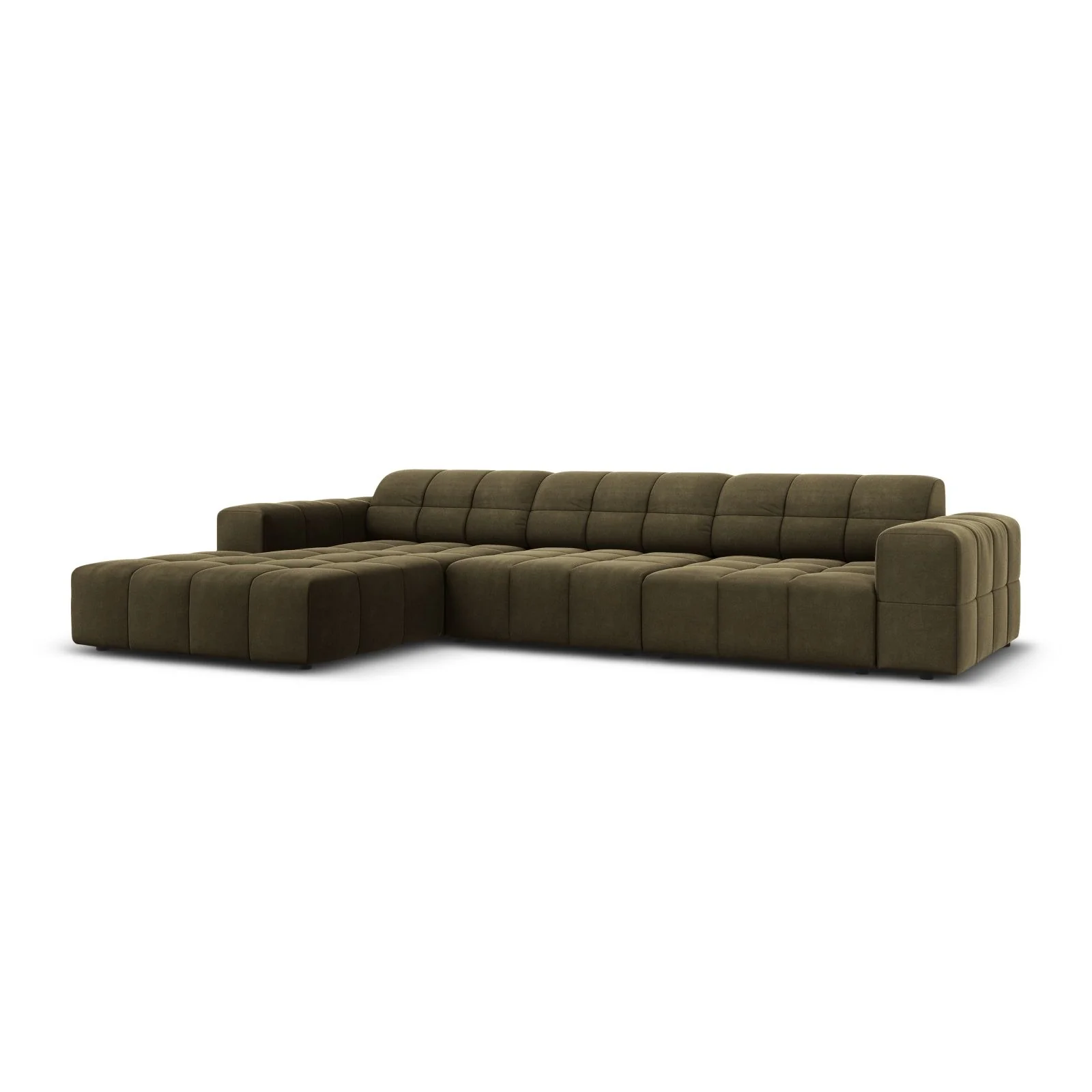 Chicago 4-Sitzer Ecksofa, Linke Seite, aus Samt der Chenille, 284x166x70 cm - Image 51