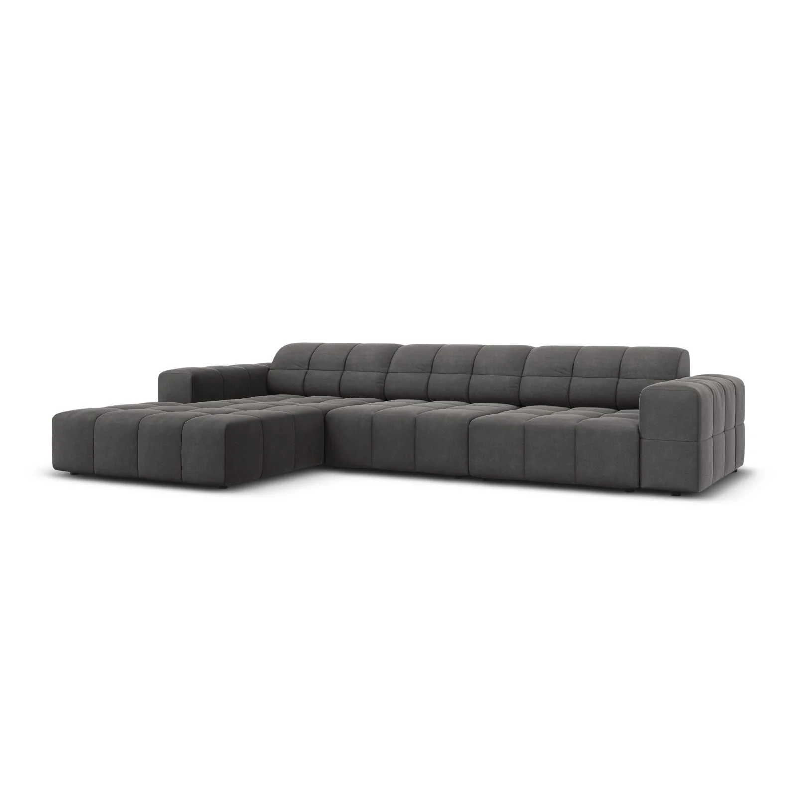 Chicago 4-Sitzer Ecksofa, Linke Seite, aus Samt der Chenille, 284x166x70 cm - Image 75