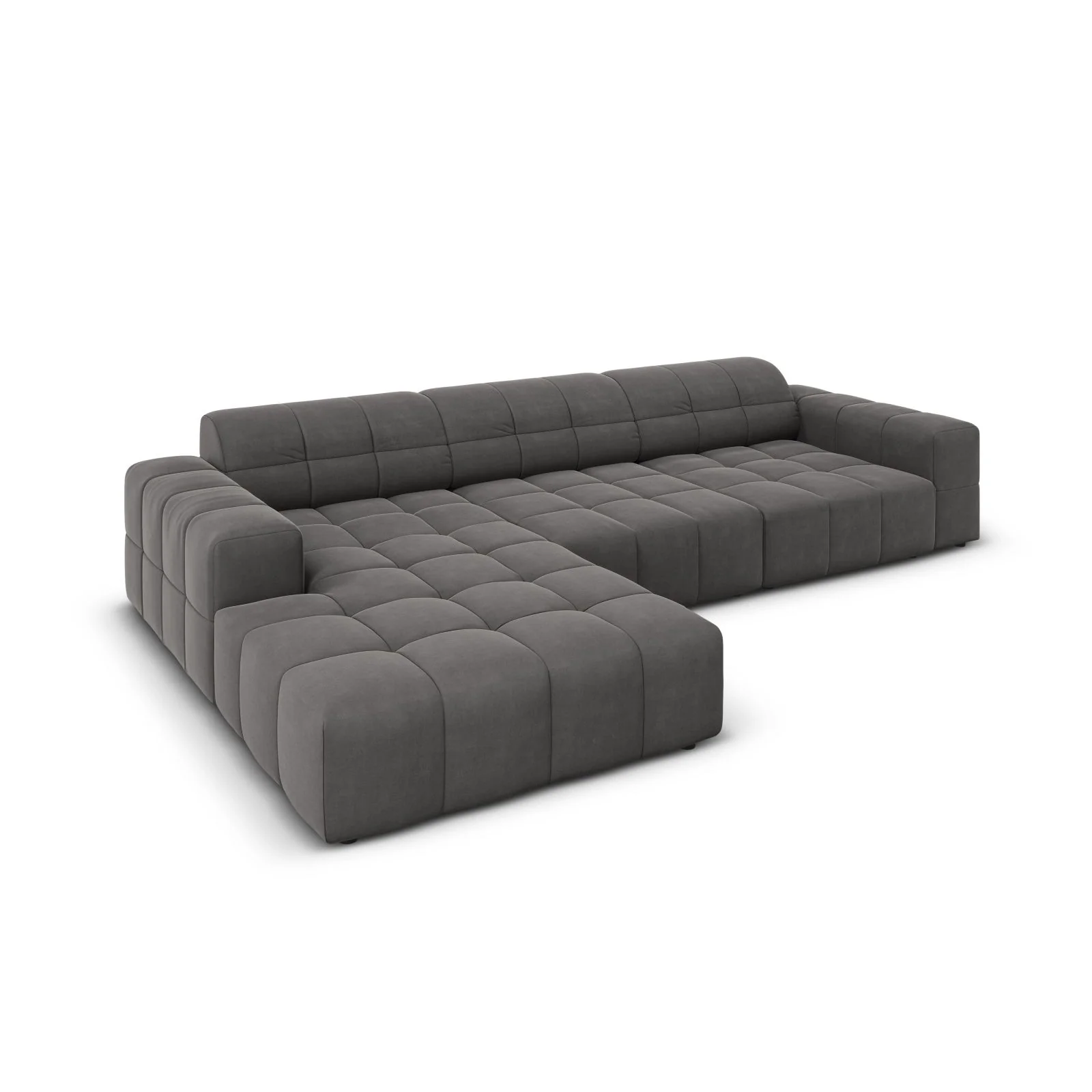 Chicago 4-Sitzer Ecksofa, Linke Seite, aus Samt der Chenille, 284x166x70 cm - Image 76