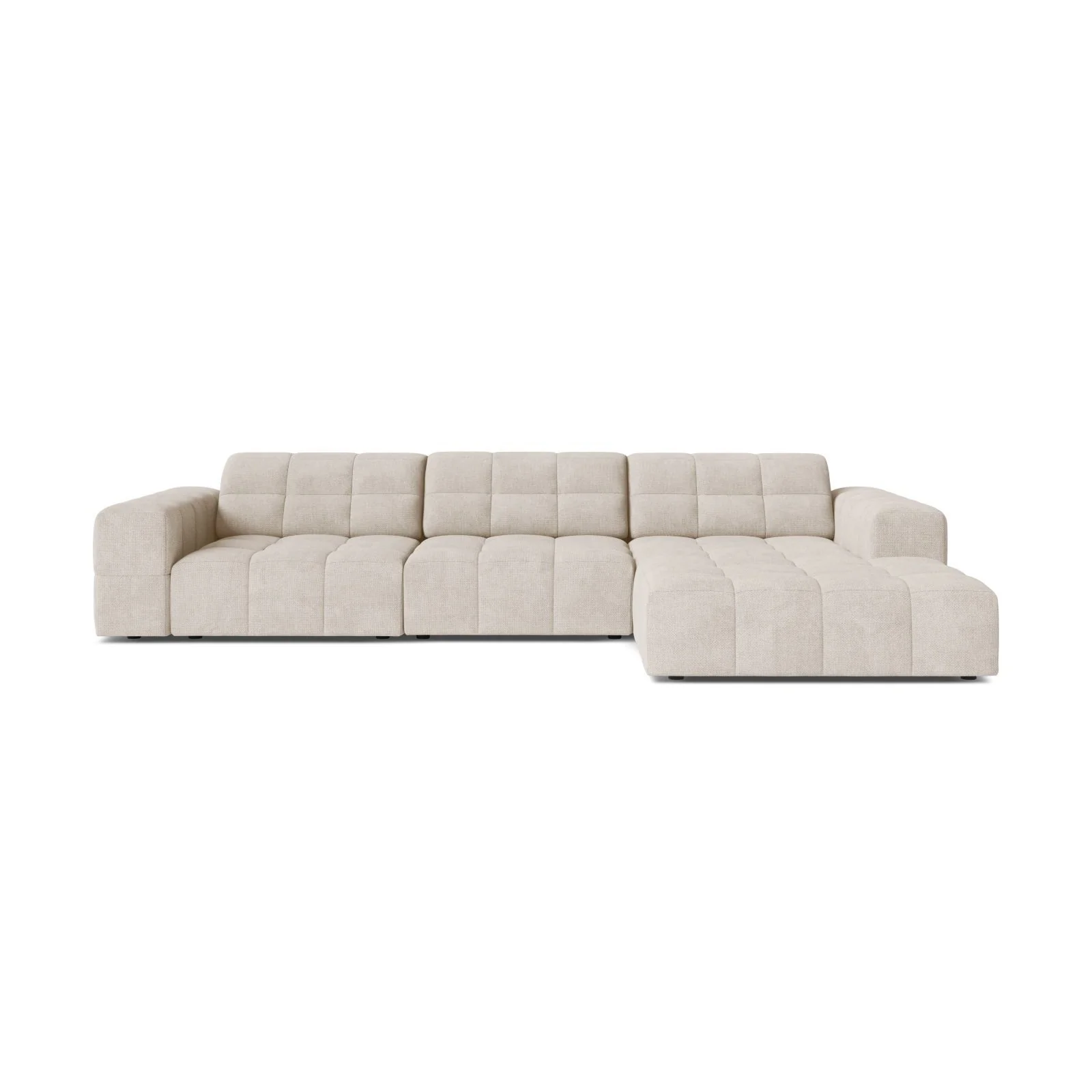 Chicago 4-Sitzer Ecksofa, Rechte Seite, aus Samt oder Chenille, 294x167 cm
