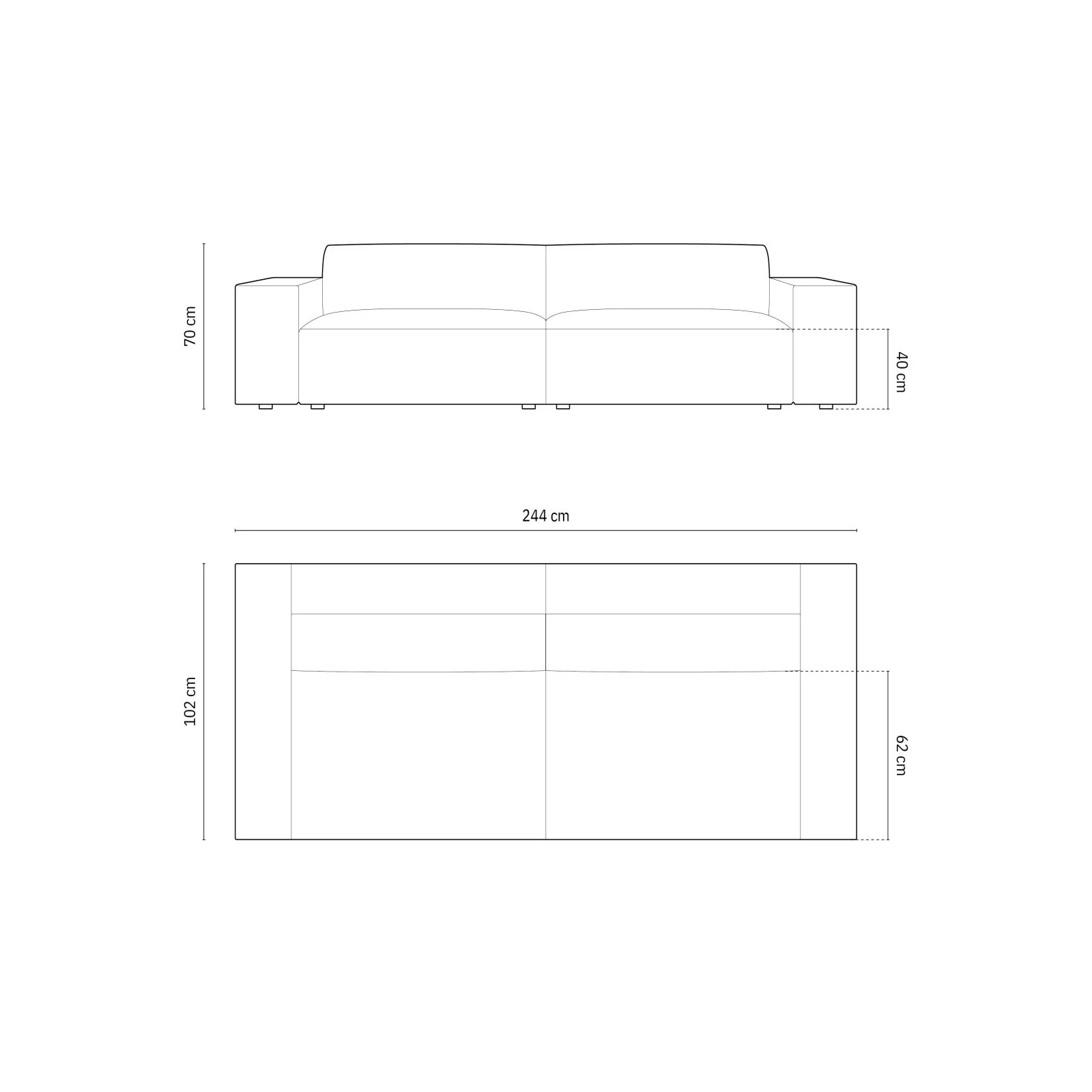 Chicago 4-Sitzer Sofa aus Samt oder Chenille, 244x102x70 cm - Image 8