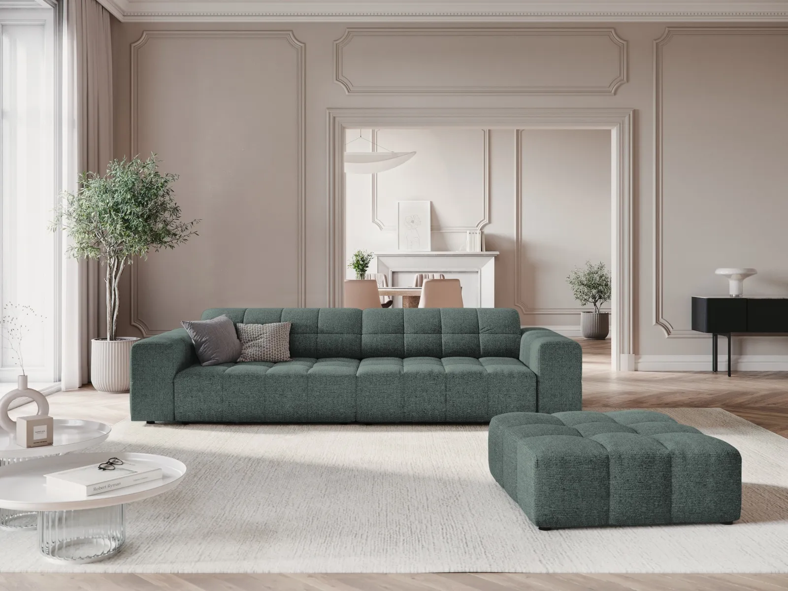 Chicago Pouf aus Samt oder Chenille, 102x80x40 cm - Image 12