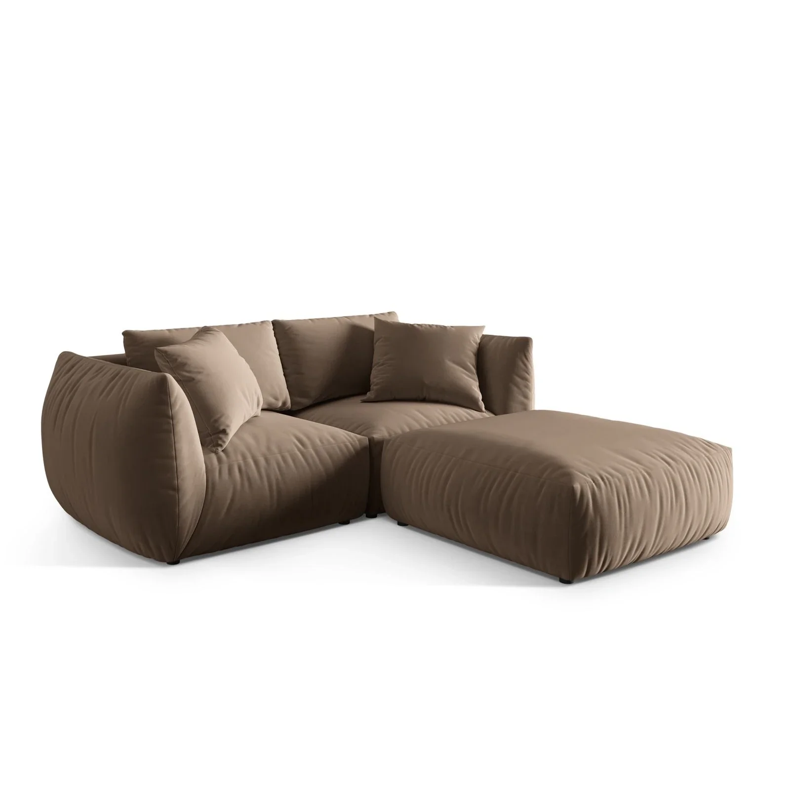 Chris 3-Sitzer Ecksofa mit Poufmodul in Leinenoptik aus Samt oder Strukturstoff, 220x200 cm - Image 15