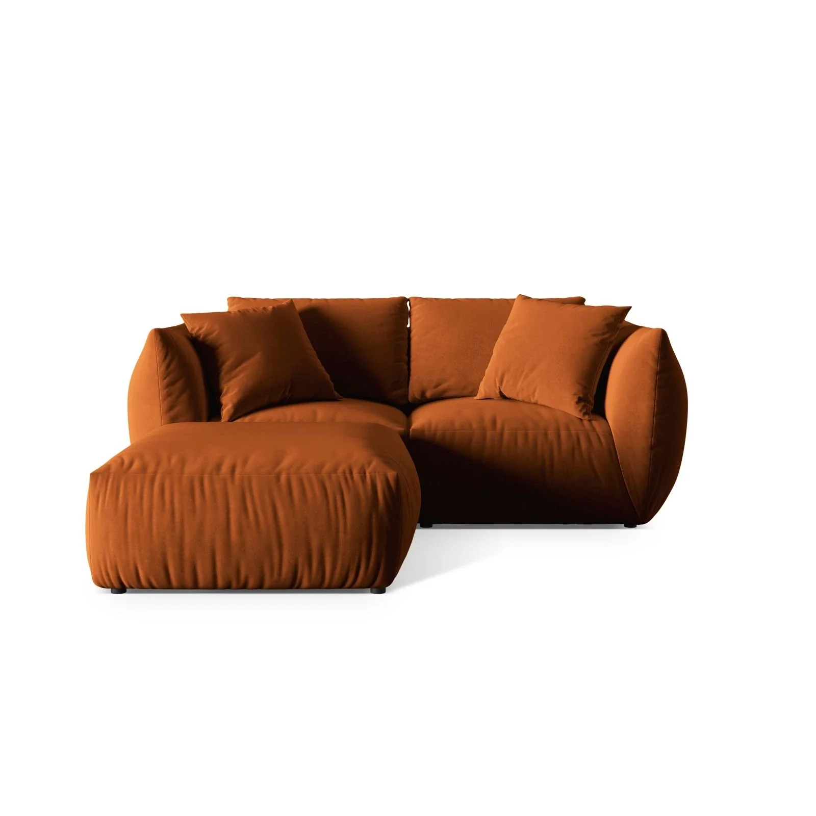 Chris 3-Sitzer Ecksofa mit Poufmodul in Leinenoptik aus Samt oder Strukturstoff, 220x200 cm - Image 19