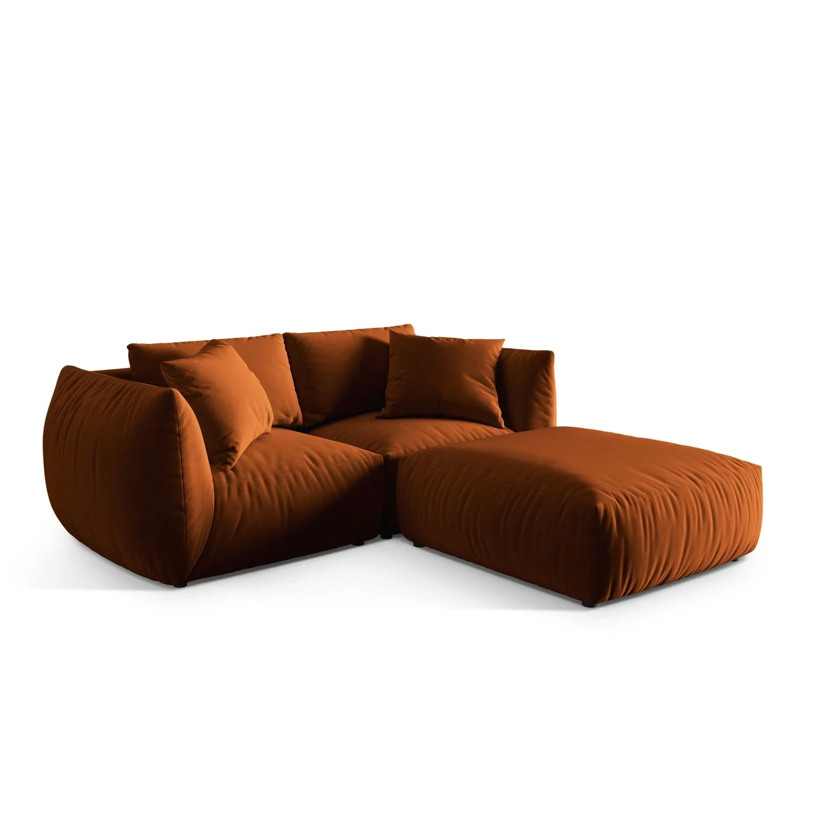Chris 3-Sitzer Ecksofa mit Poufmodul in Leinenoptik aus Samt oder Strukturstoff, 220x200 cm - Image 21