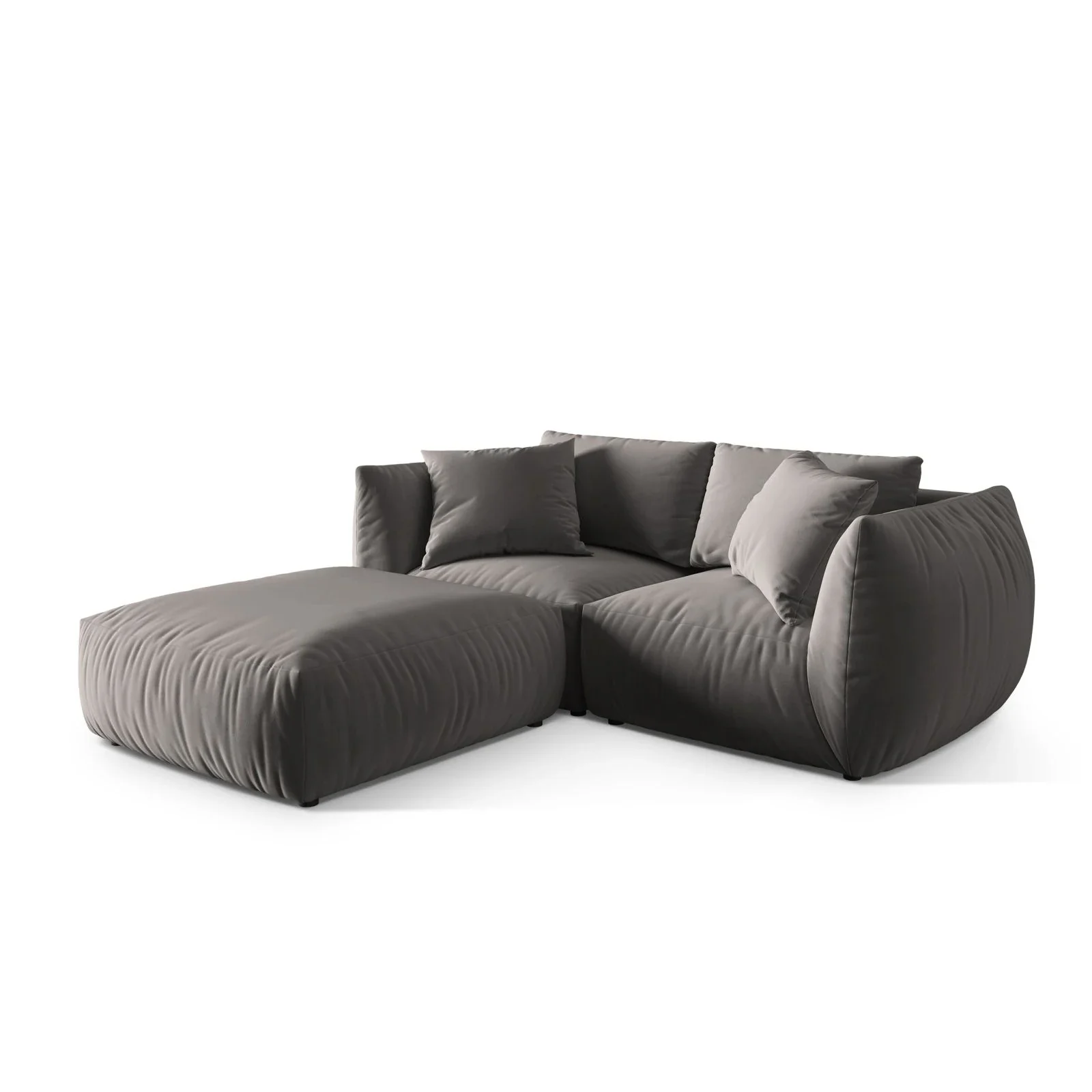 Chris 3-Sitzer Ecksofa mit Poufmodul in Leinenoptik aus Samt oder Strukturstoff, 220x200 cm - Image 39