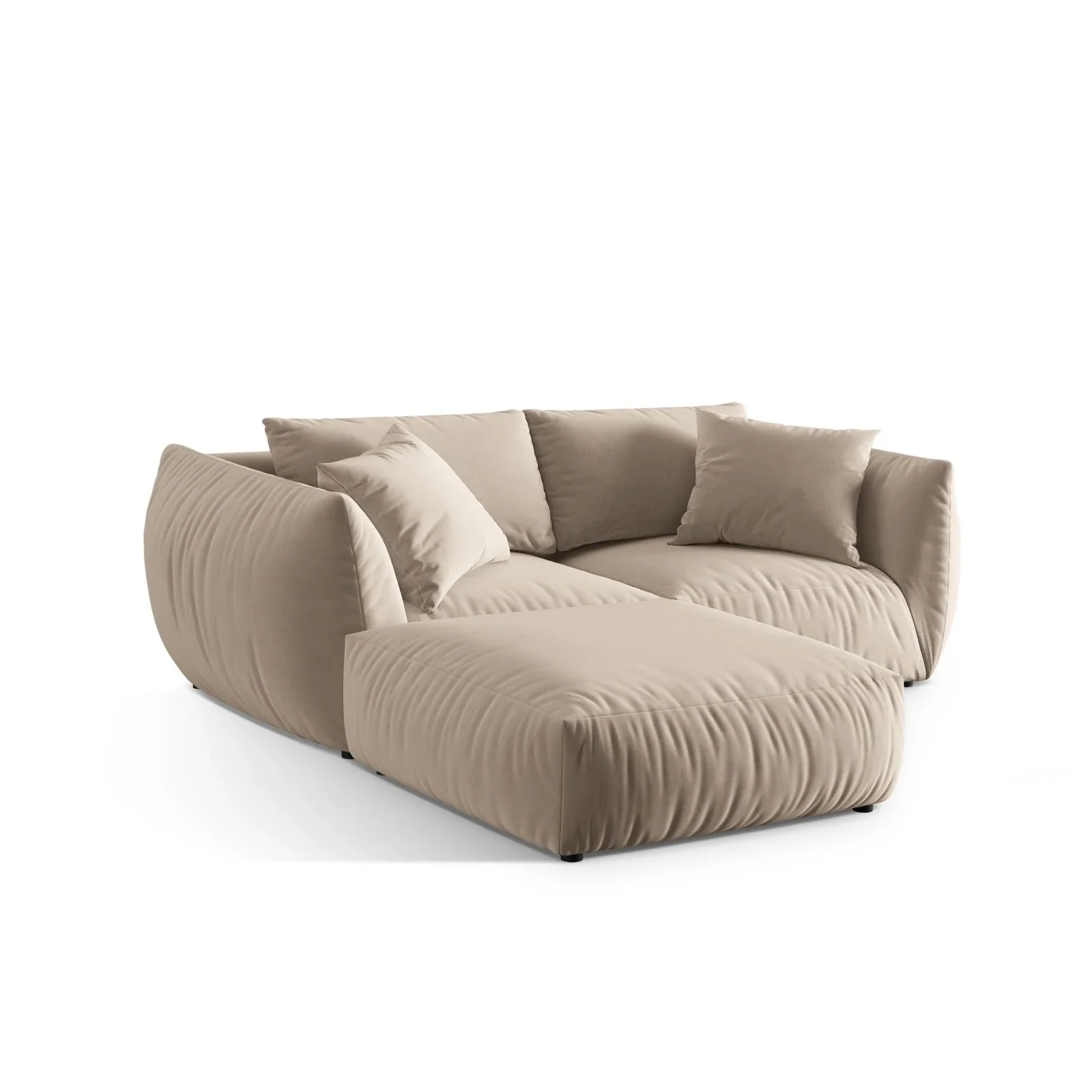 Chris 3-Sitzer Ecksofa mit Poufmodul in Leinenoptik aus Samt oder Strukturstoff, 220x200 cm - Image 4