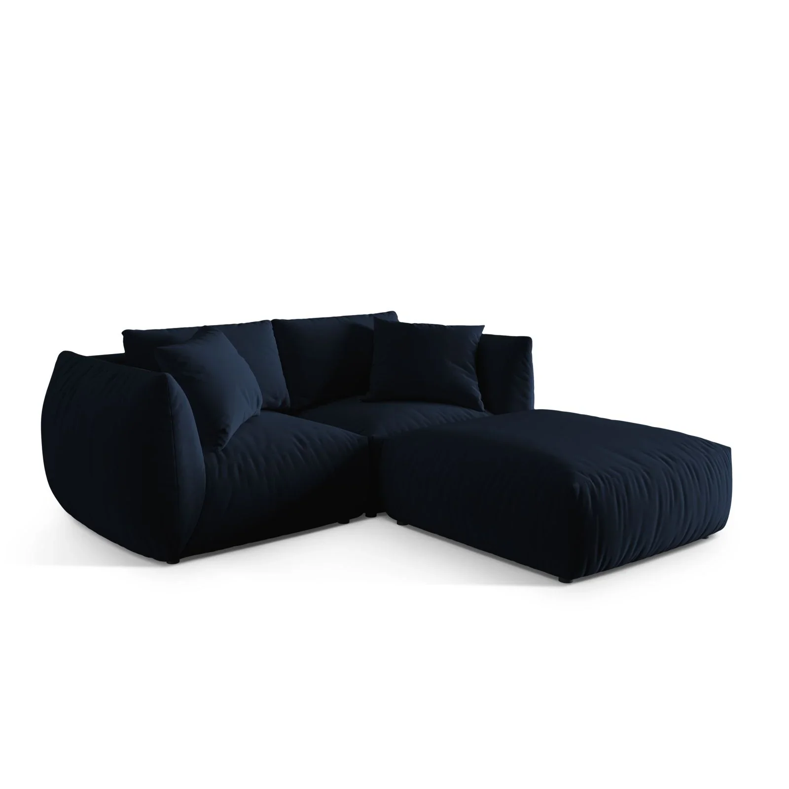 Chris 3-Sitzer Ecksofa mit Poufmodul in Leinenoptik aus Samt oder Strukturstoff, 220x200 cm - Image 51