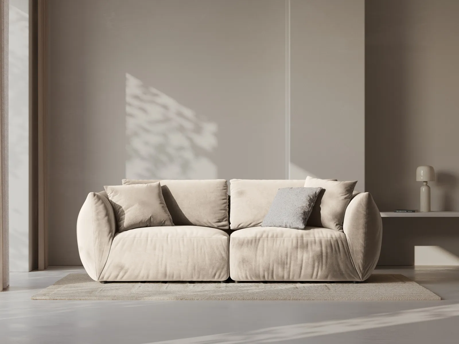 Chris 3-Sitzer Sofa in Leinenoptik aus Samt oder Strukturstoff, 220x100 cm - Image 2
