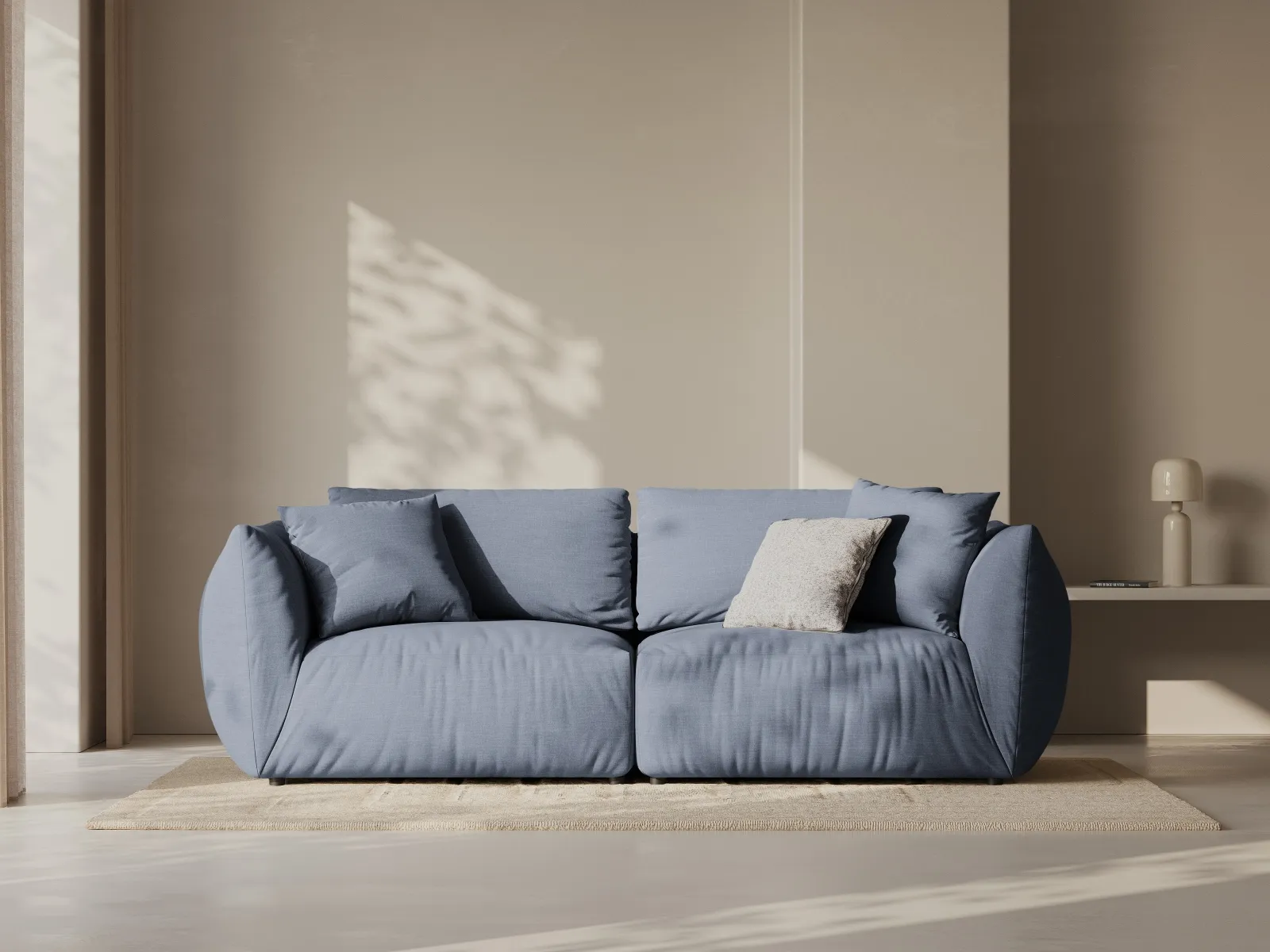 Chris 3-Sitzer Sofa in Leinenoptik aus Samt oder Strukturstoff, 220x100 cm - Image 57
